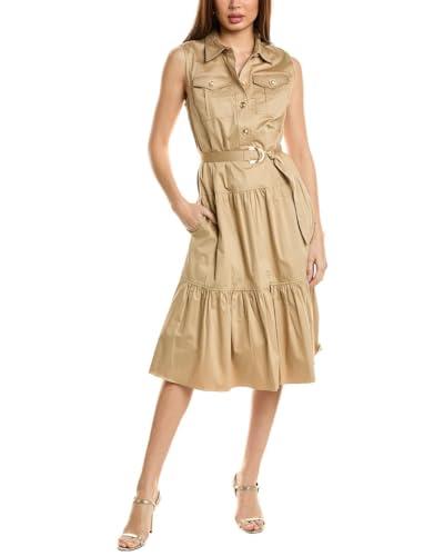 elie tahari womens tiered midi dress, 0, beige