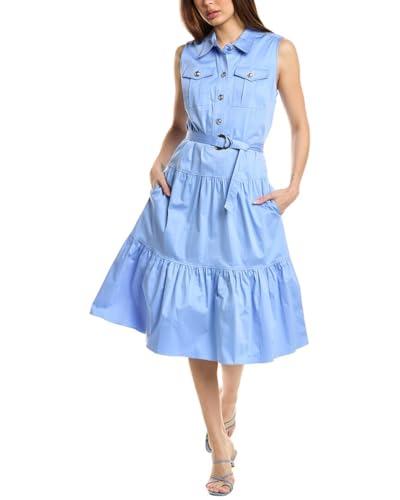 elie tahari womens tiered midi dress, 8, blue