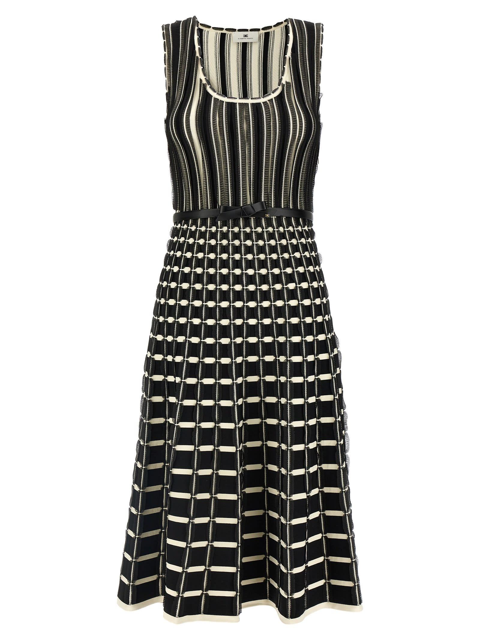 elisabetta franchi belted knitted dress