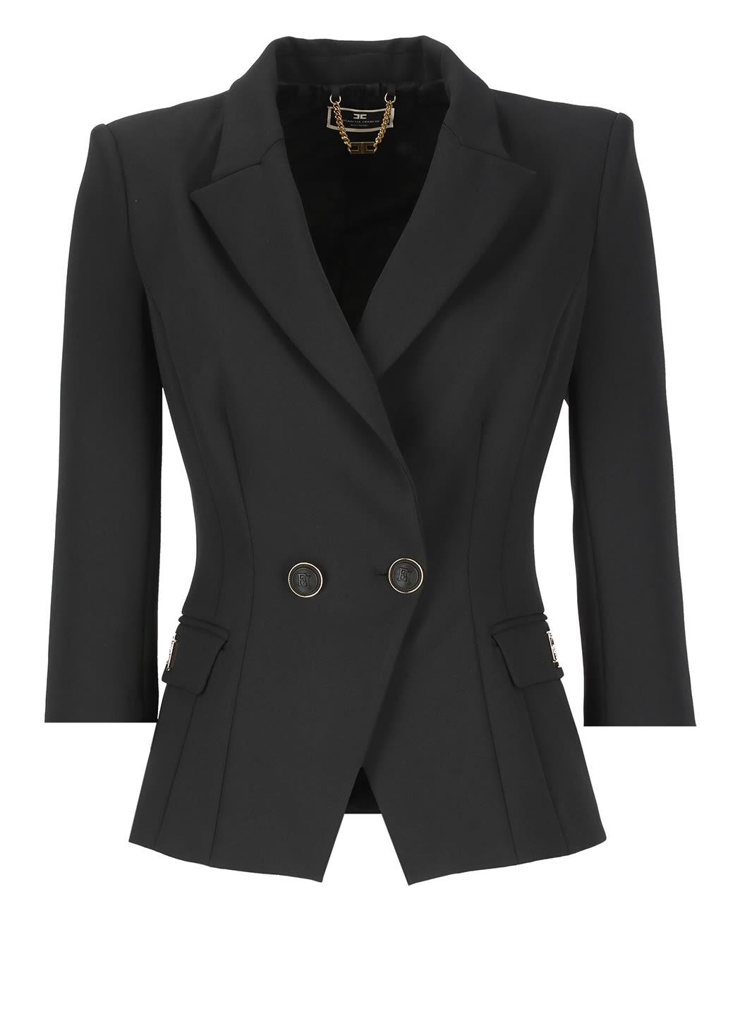 elisabetta franchi black double-breasted jacket