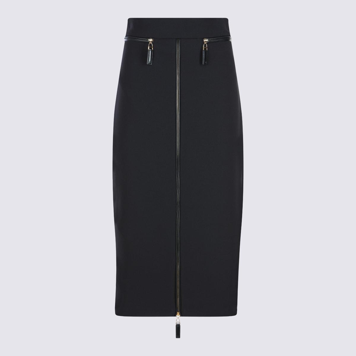 elisabetta franchi black midi skirt