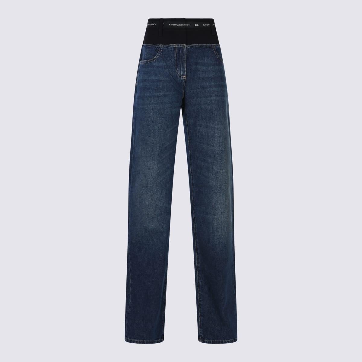 elisabetta franchi blue and black cotton jeans
