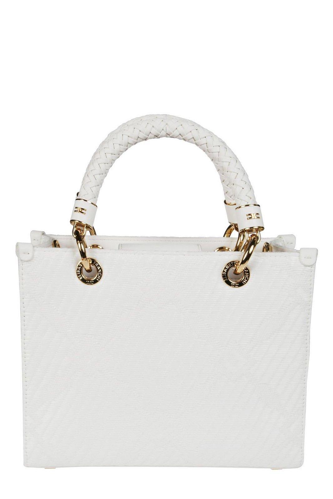 elisabetta franchi charm detailed jacquard small tote bag