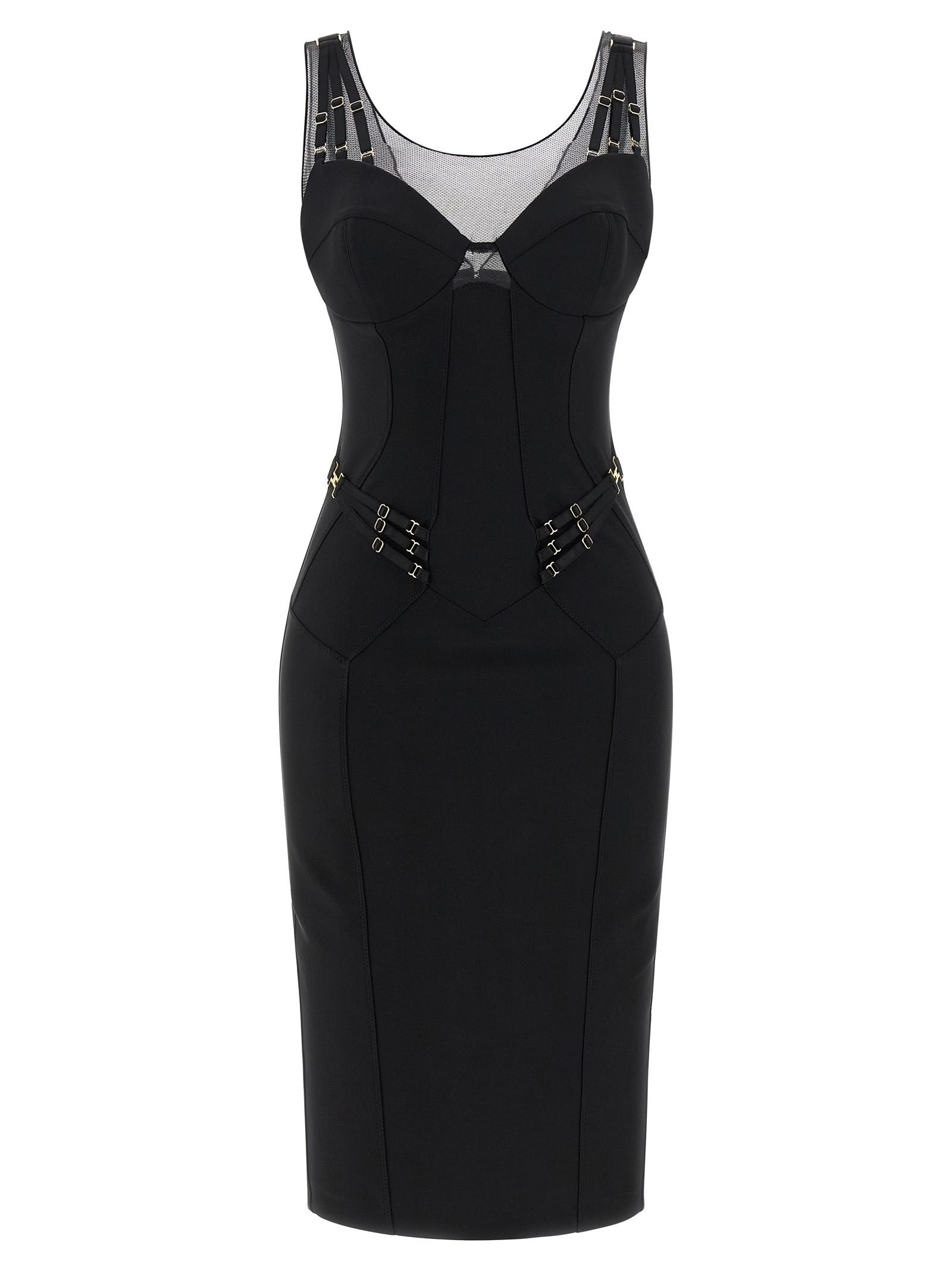 elisabetta franchi corset dress black polyamide - women
