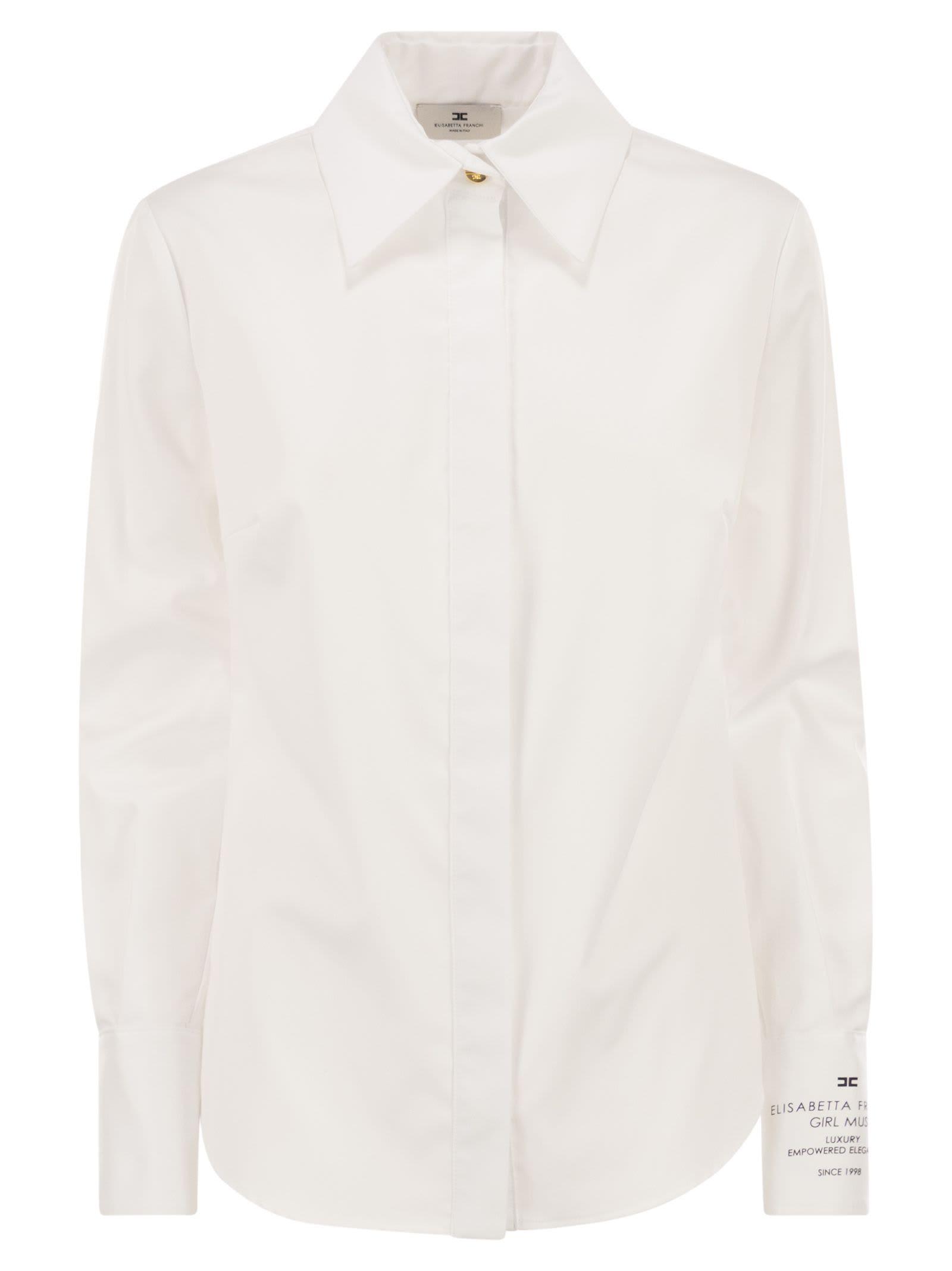 elisabetta franchi cotton poplin shirt with logo