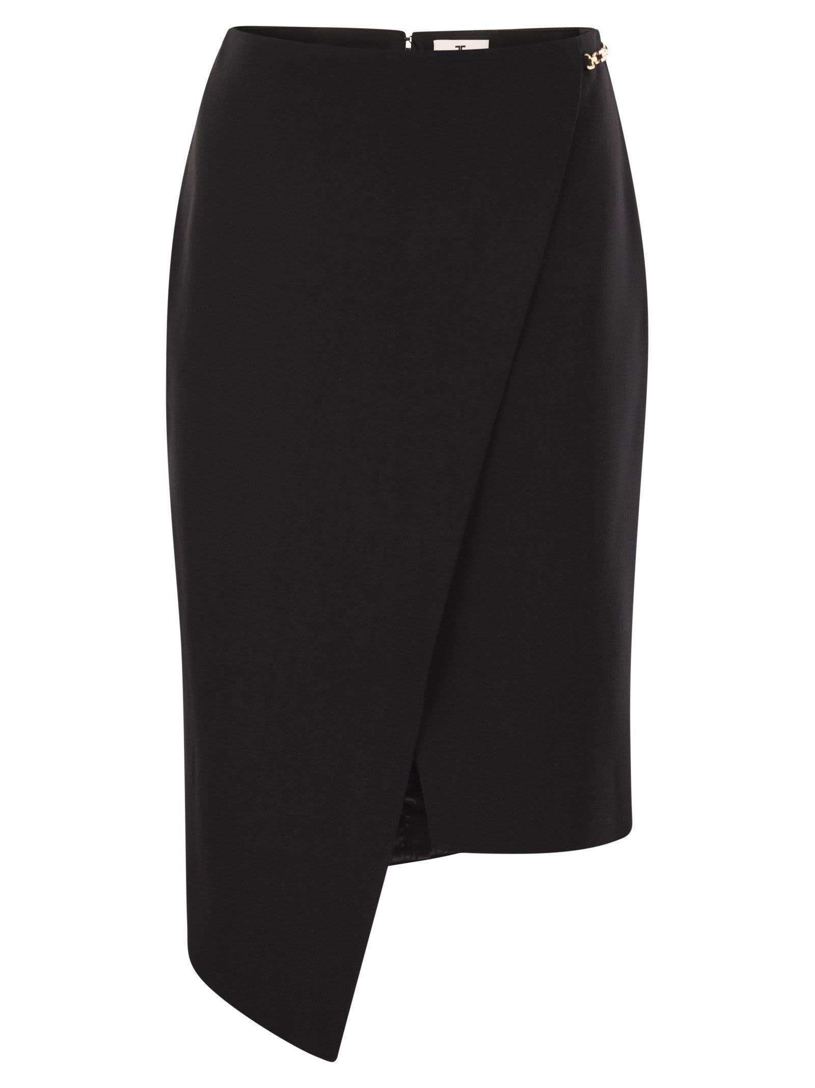 elisabetta franchi crepe skirt with jewel detail