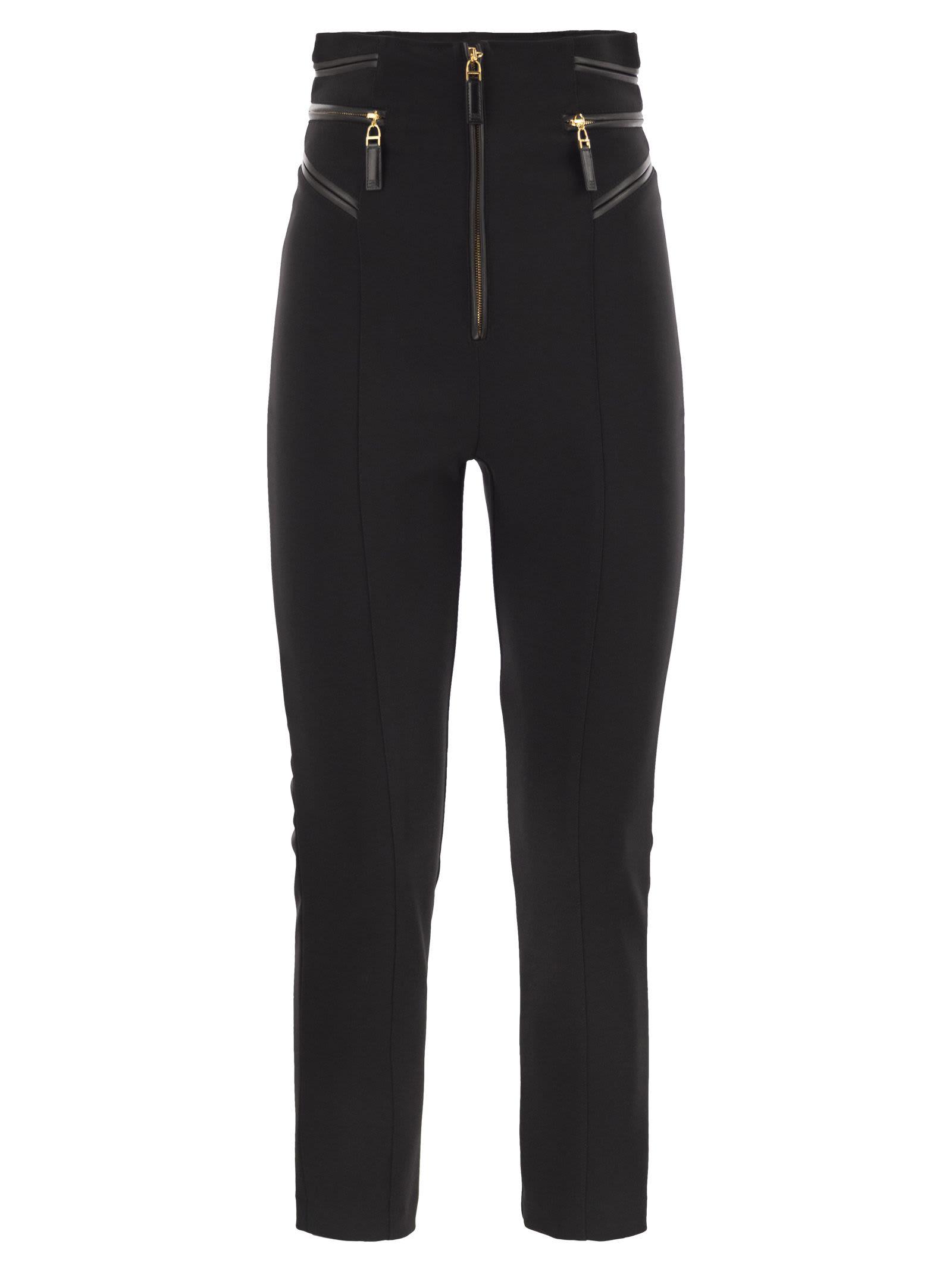 elisabetta franchi crepe trousers with zip details