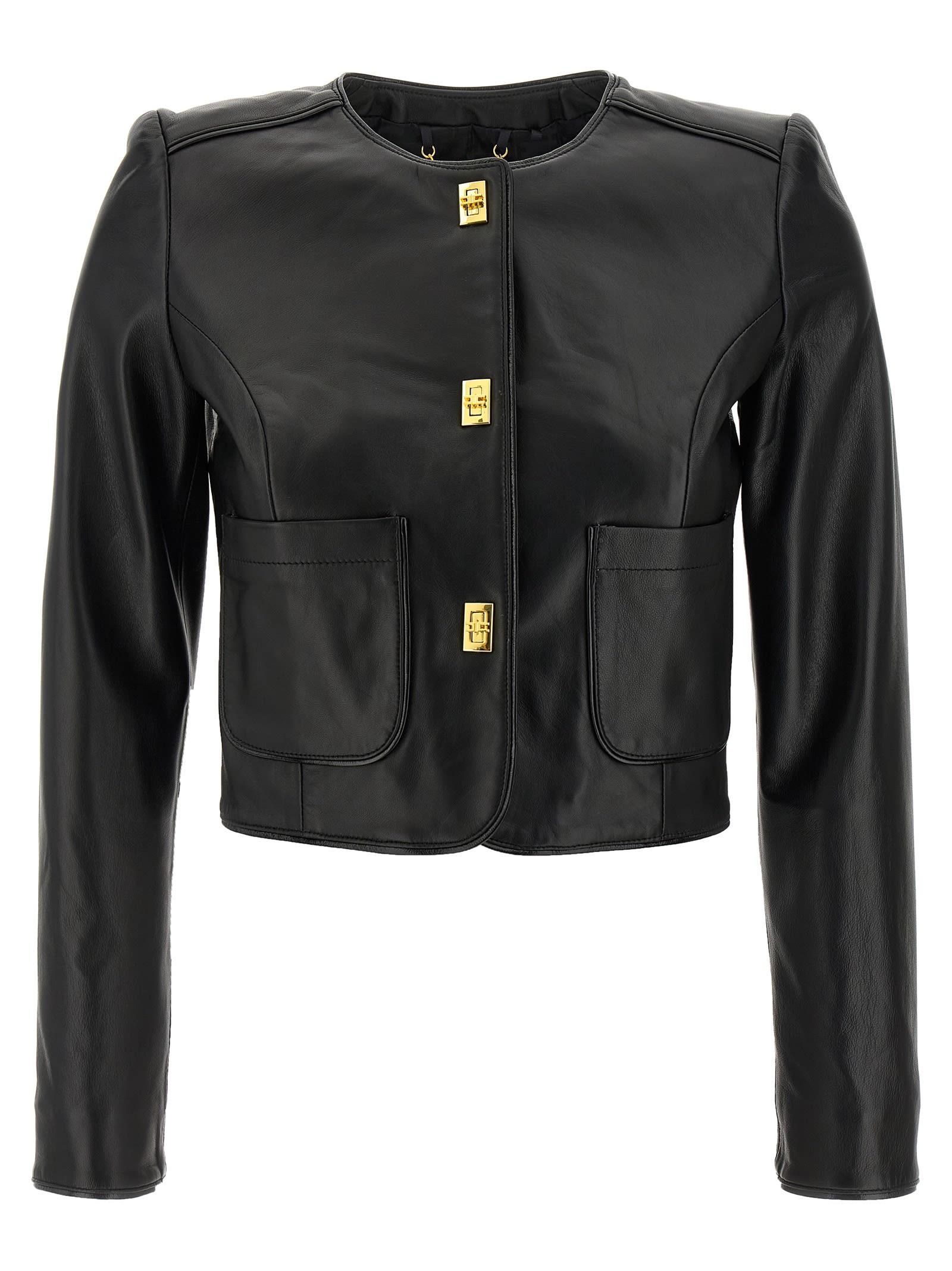 elisabetta franchi cropped leather jacket
