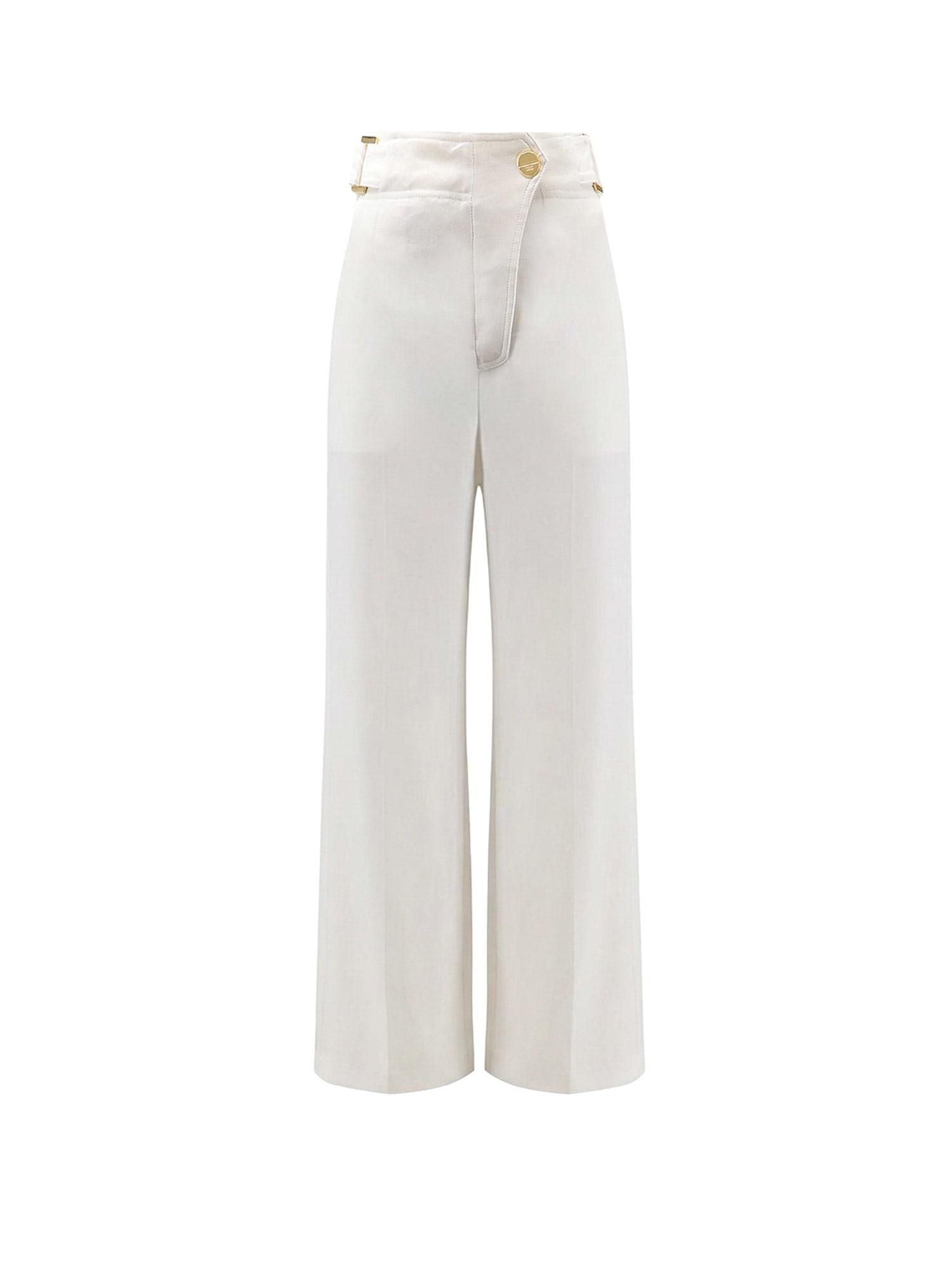 elisabetta franchi daily linen and viscose trousers