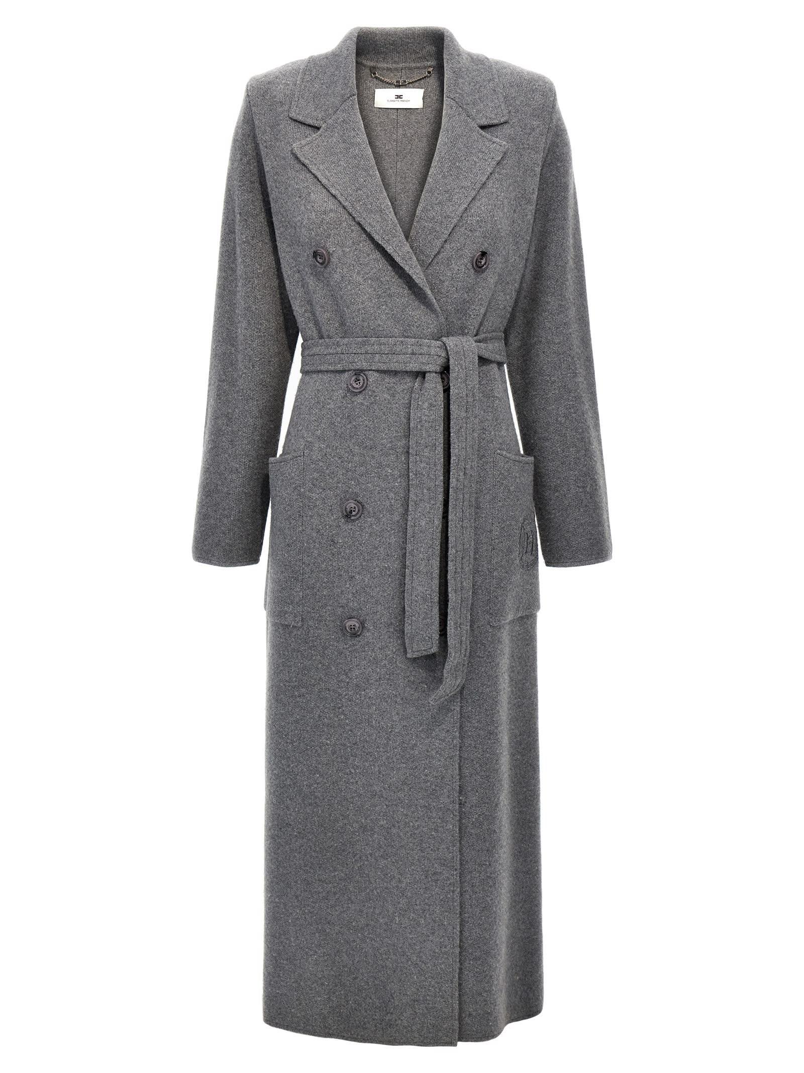 elisabetta franchi double-breasted knit coat