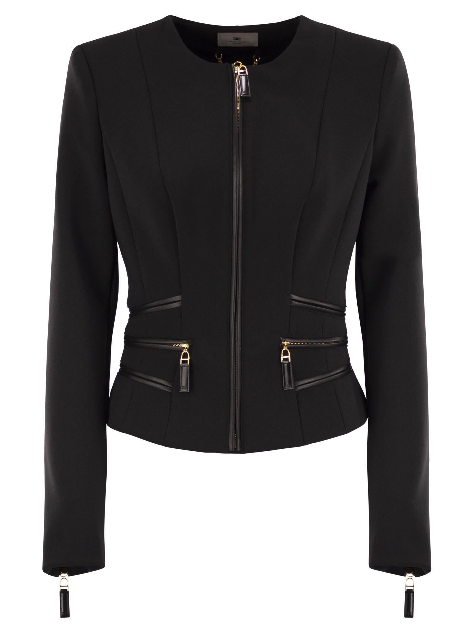 elisabetta franchi double crepe jacket with zip details
