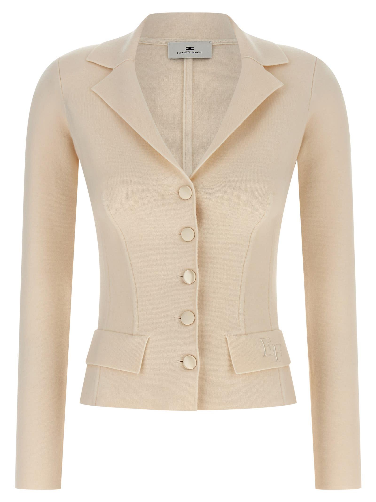 elisabetta franchi fabric-stitch wool blazer