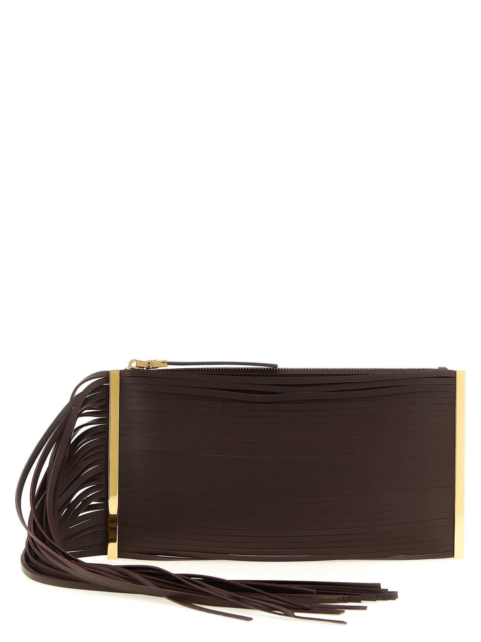 elisabetta franchi fringed clutch