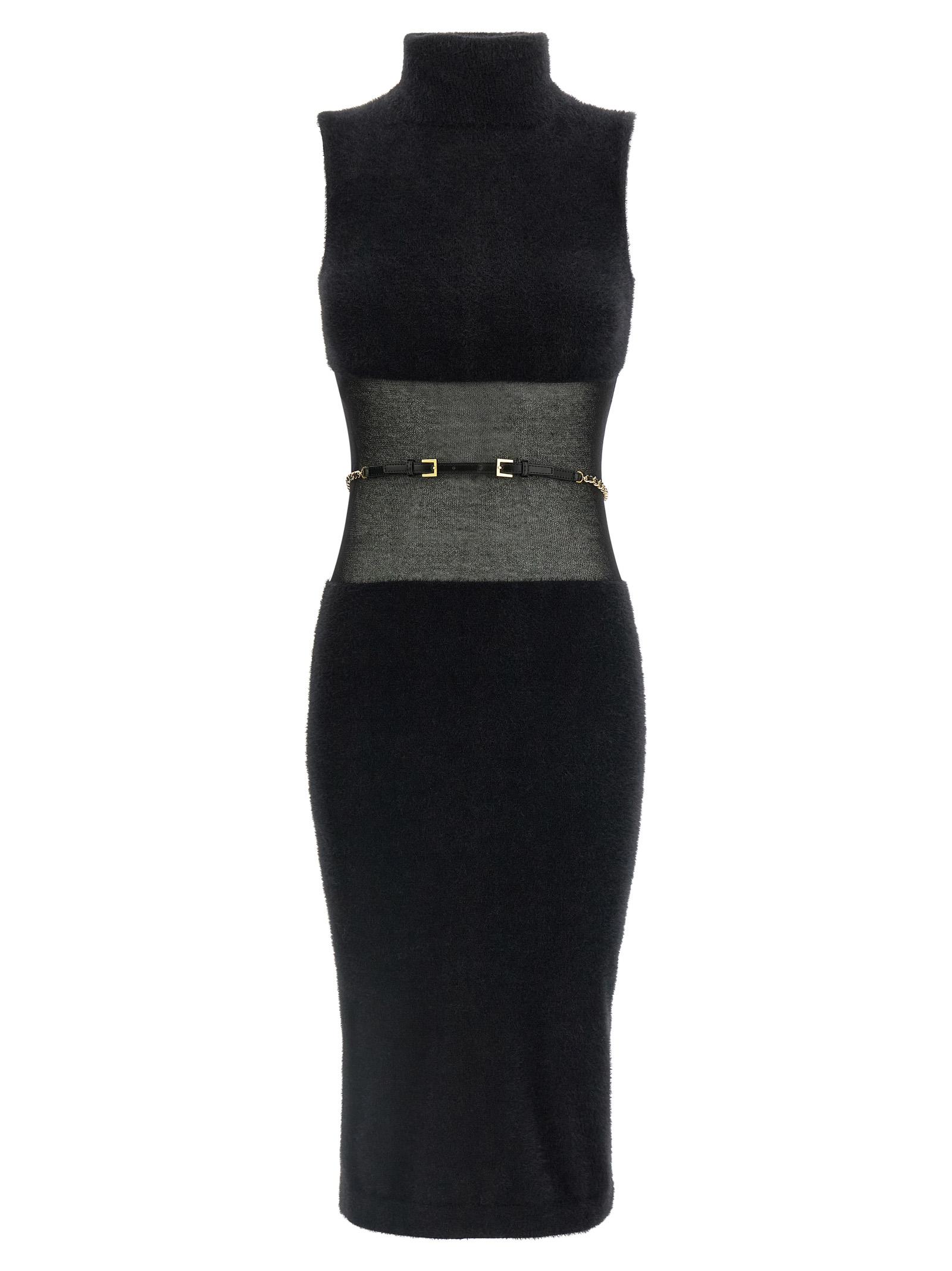 elisabetta franchi gauze insert dress black polyamide - women