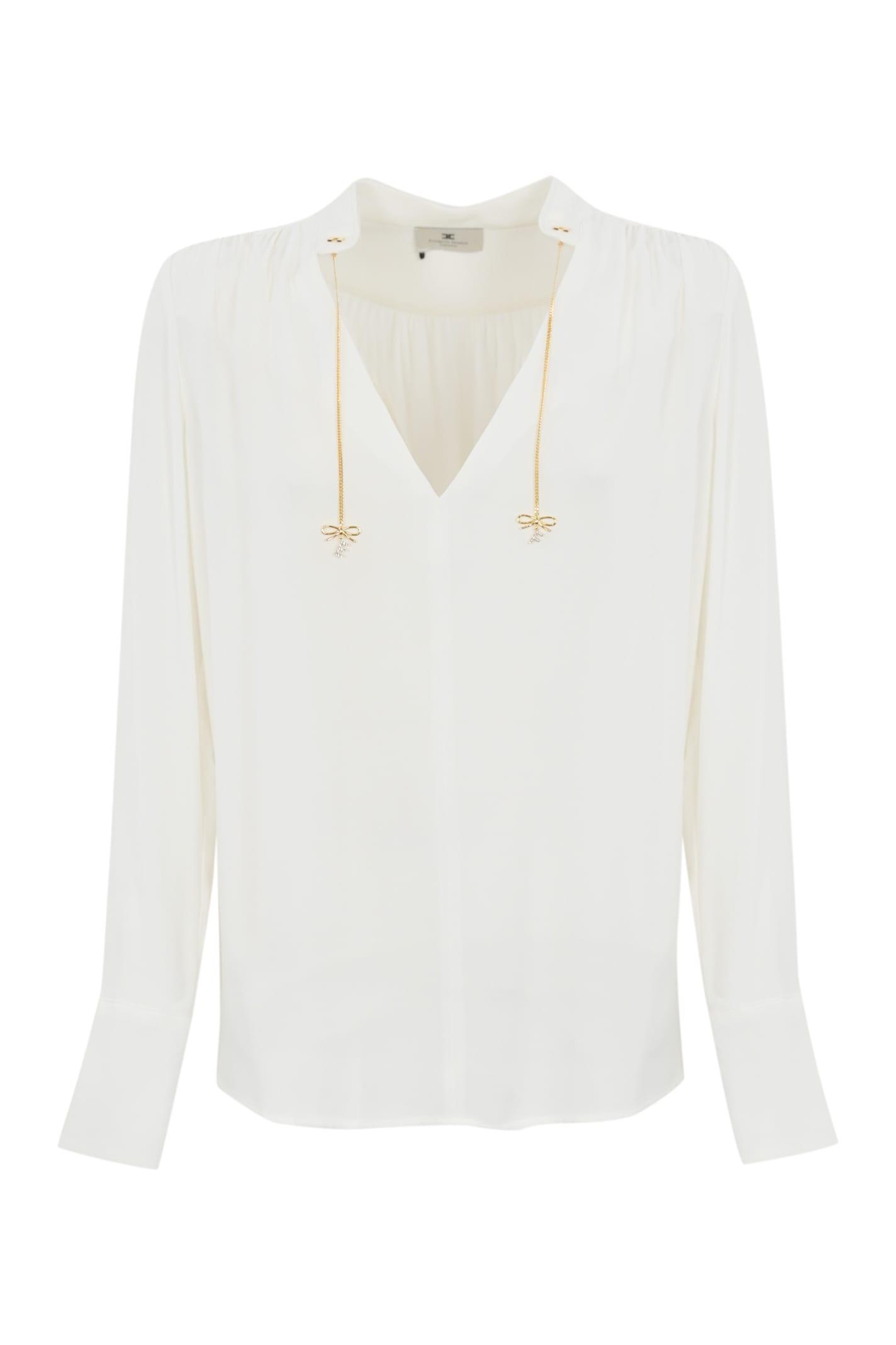 elisabetta franchi georgette shirt with logo charms