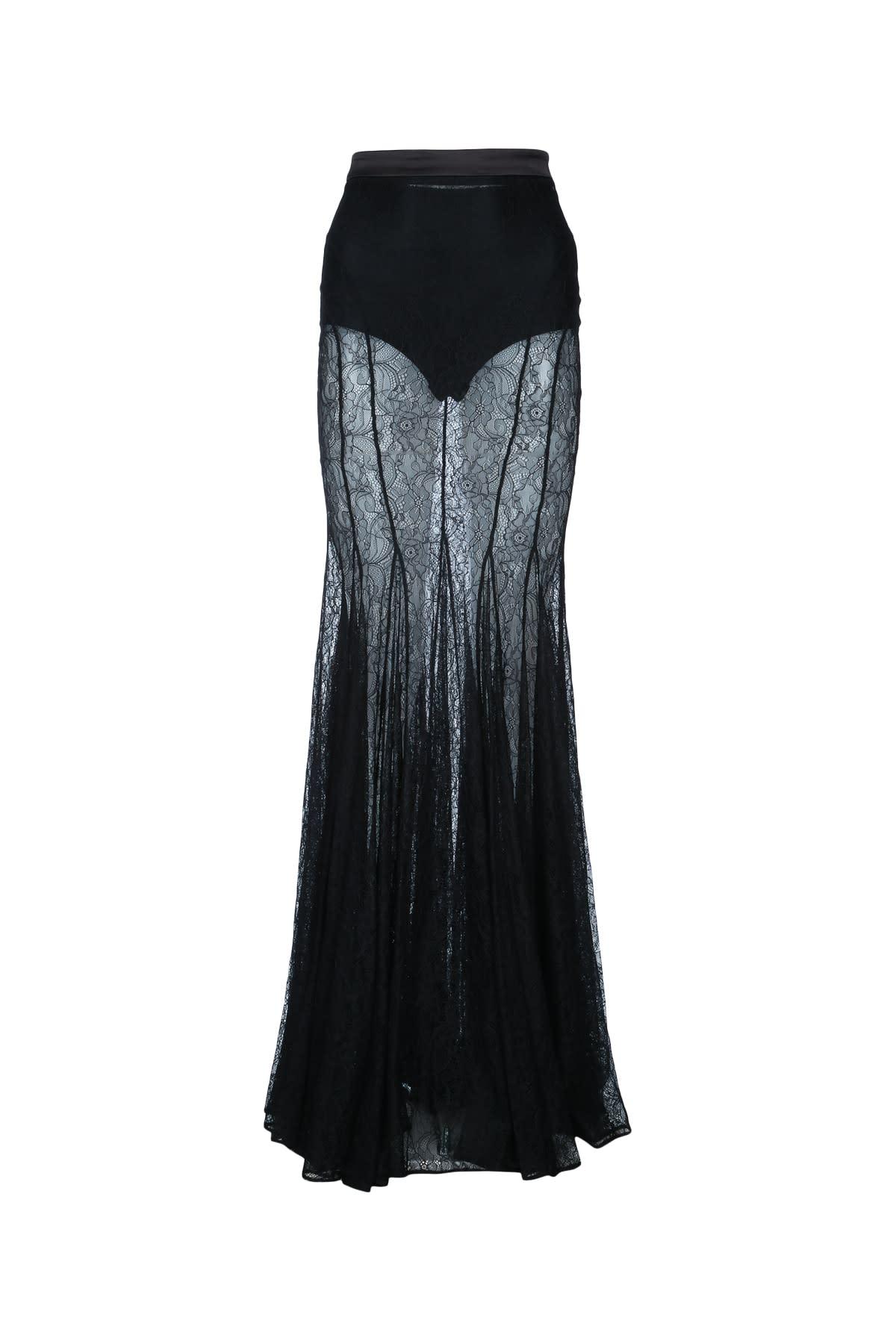 elisabetta franchi gonna lunga pizzo trasparente