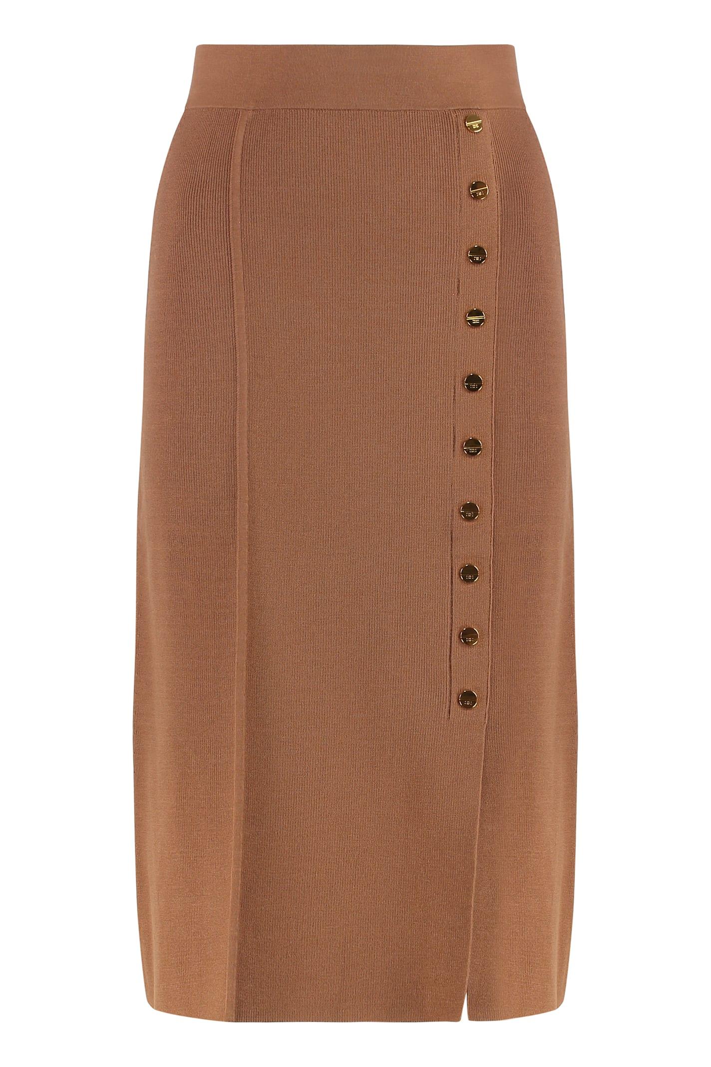 elisabetta franchi gonna midi in maglia traspirante