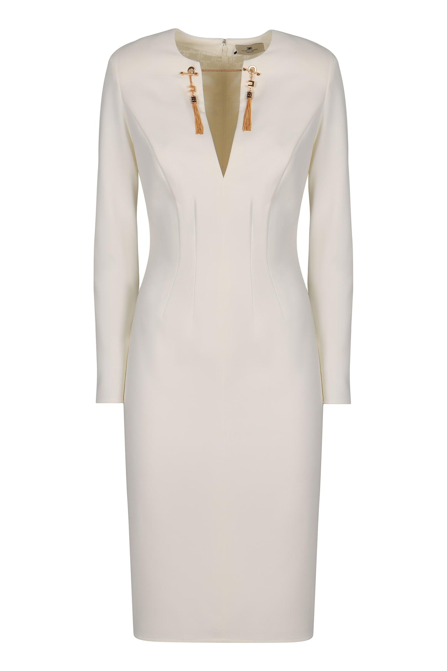 elisabetta franchi i live in lightweight crêpe with a chain jewelry.