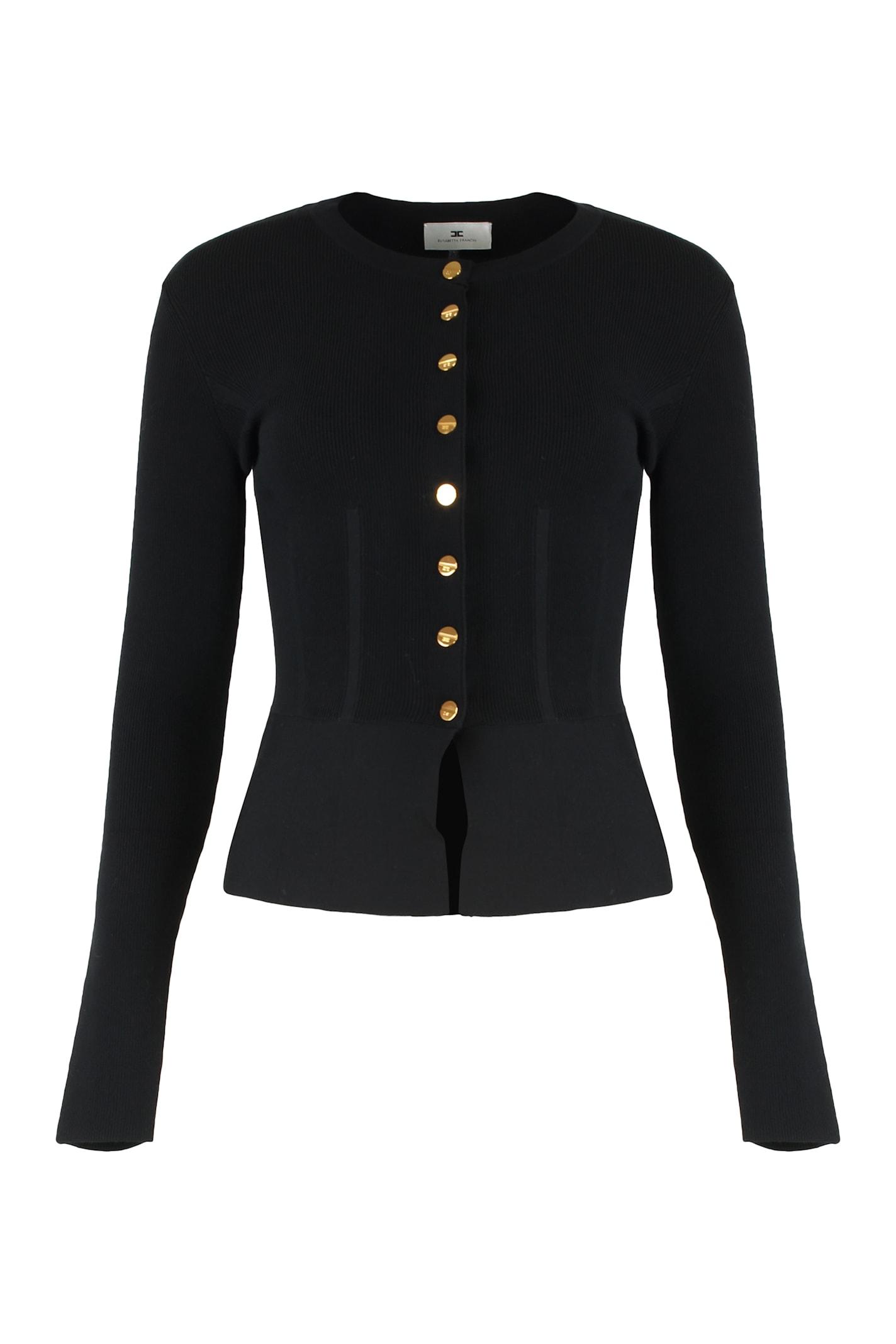elisabetta franchi jacket in knitwear with jewel buttons