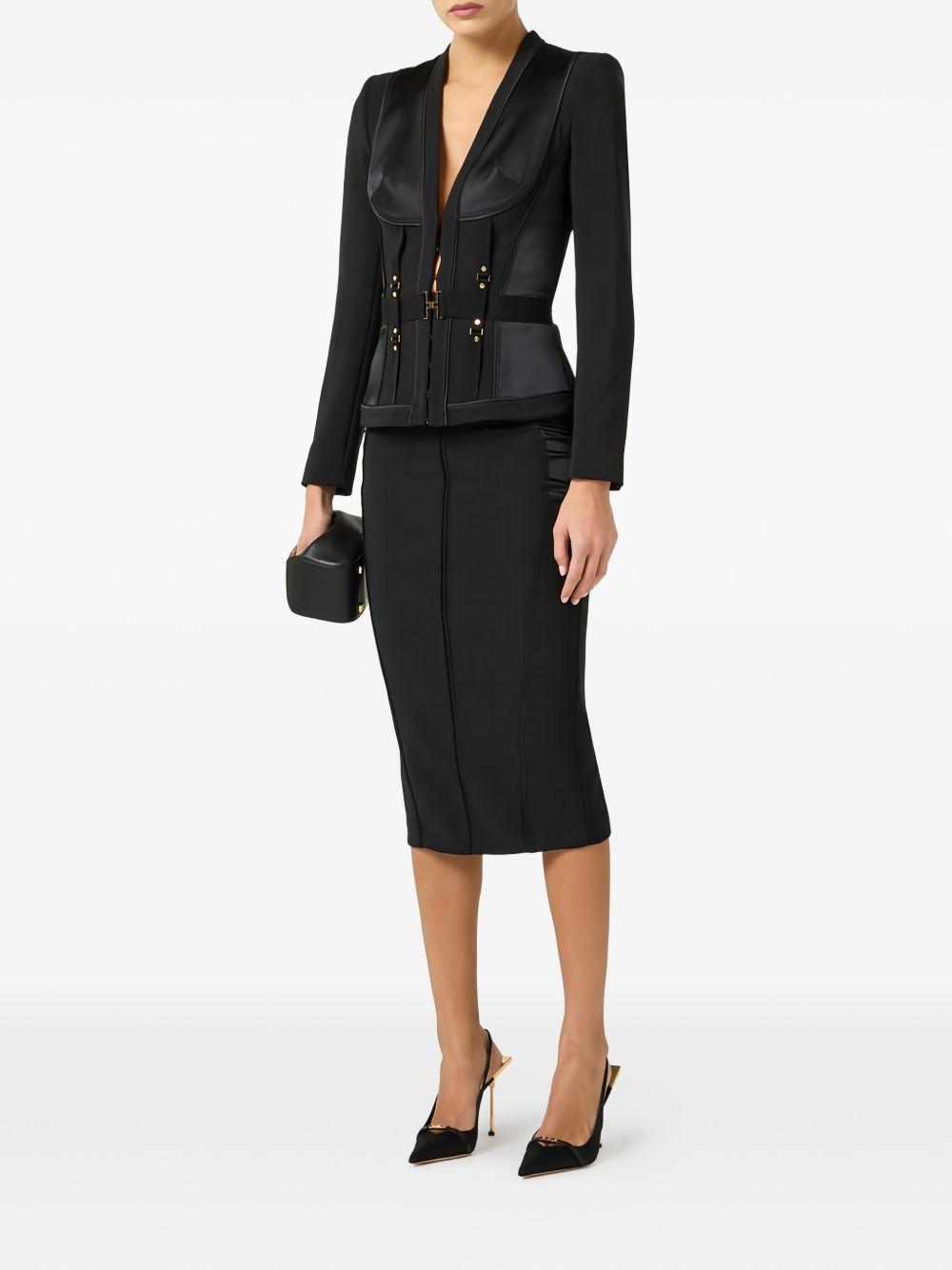 elisabetta franchi jackets black polyester elastane - women