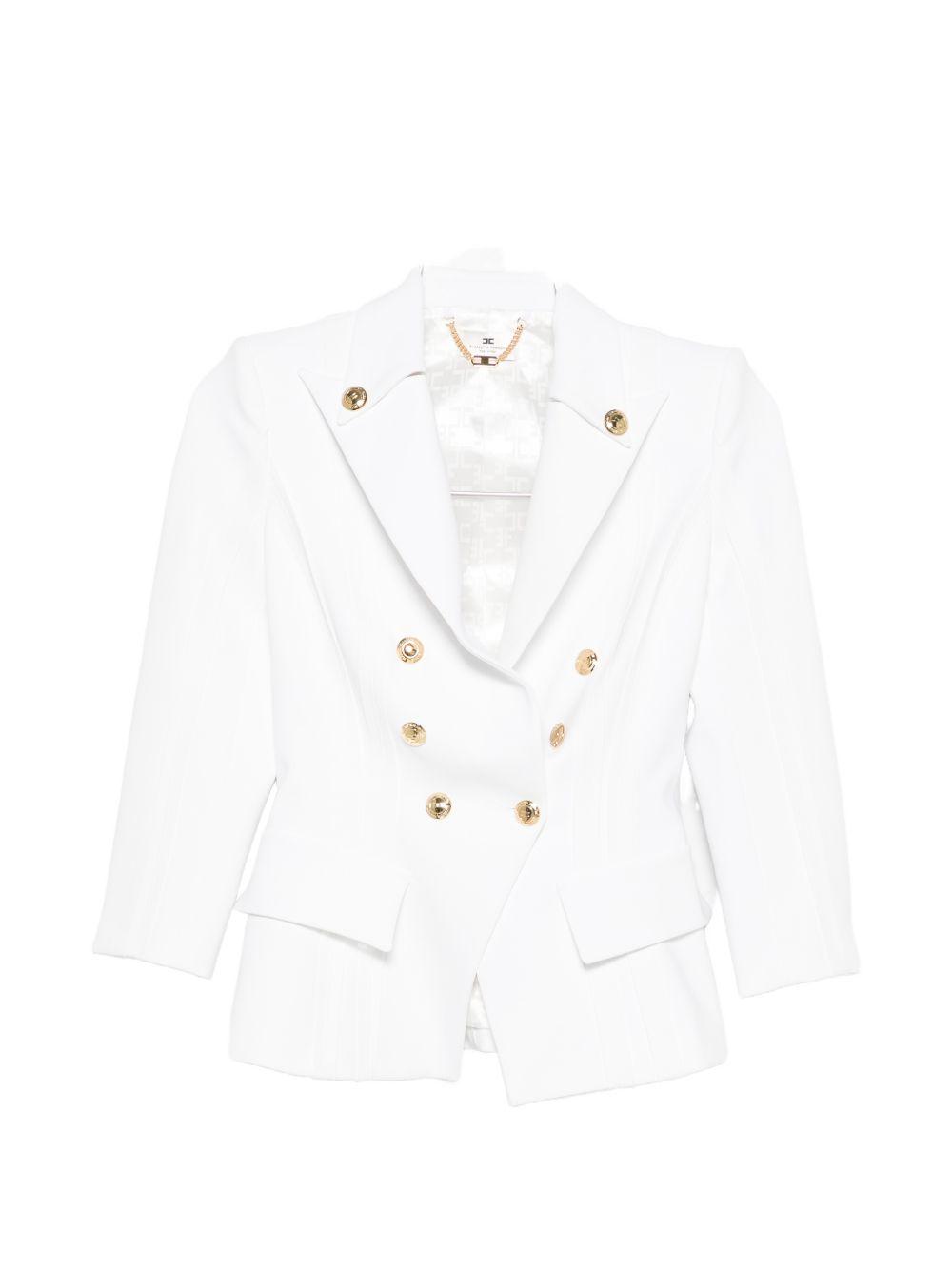 elisabetta franchi jackets ivory polyester elastane - women