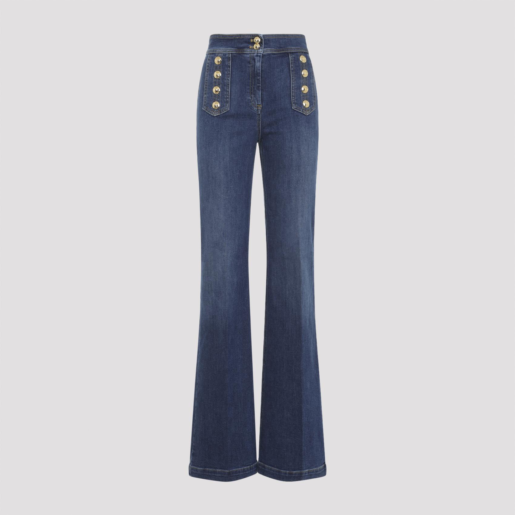 elisabetta franchi jeans with buttons blue cotton elastane - women