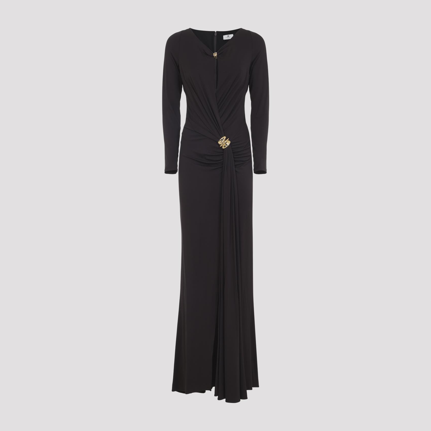 elisabetta franchi jersey brown gown polyester dress - women