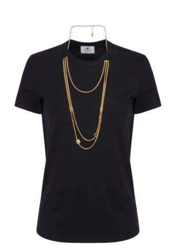 elisabetta franchi jersey t-shirt with jewel detail