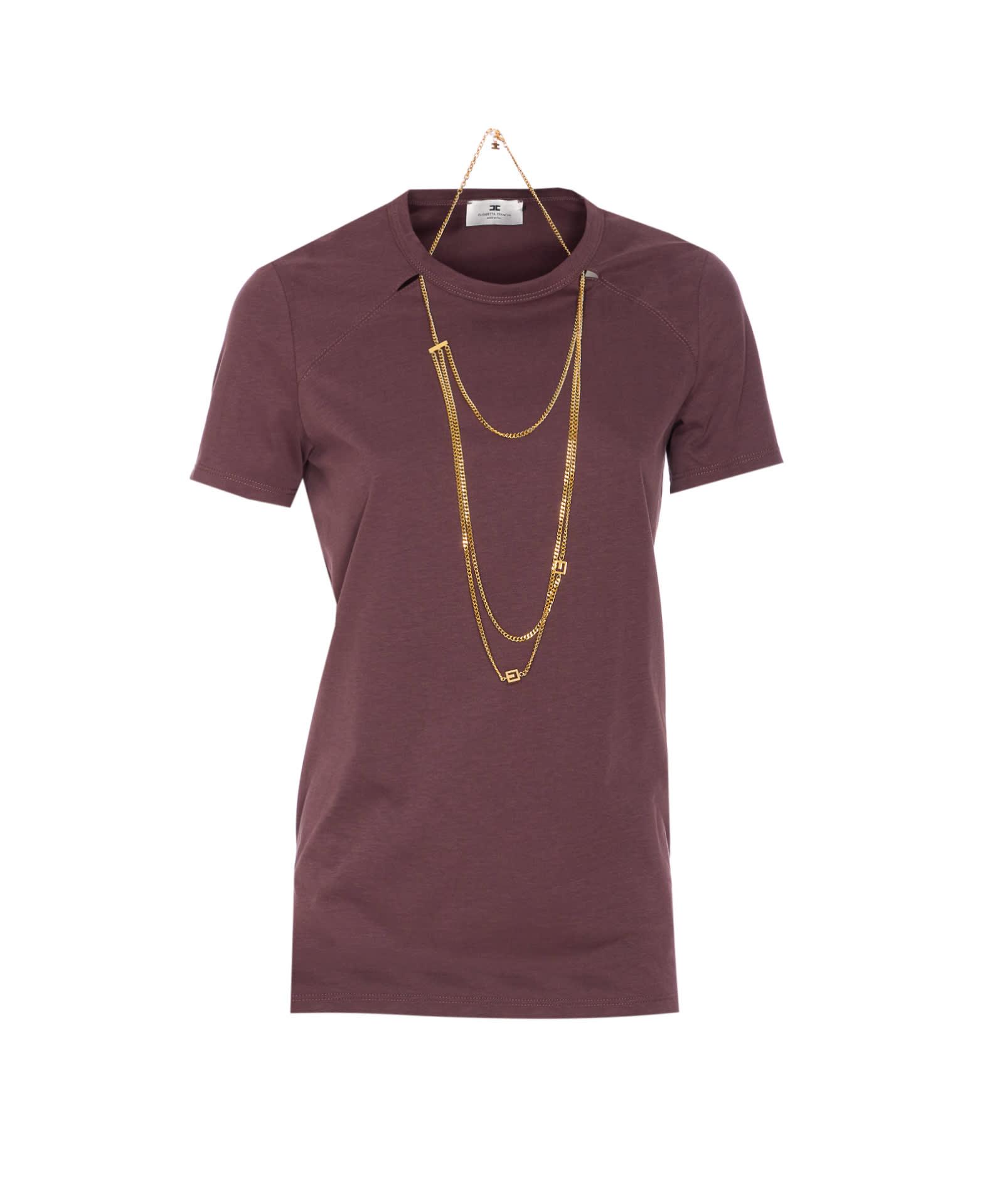 elisabetta franchi jersey t-shirt with jewel detail