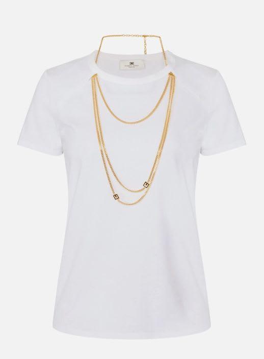 elisabetta franchi jersey t-shirt with jewel detail