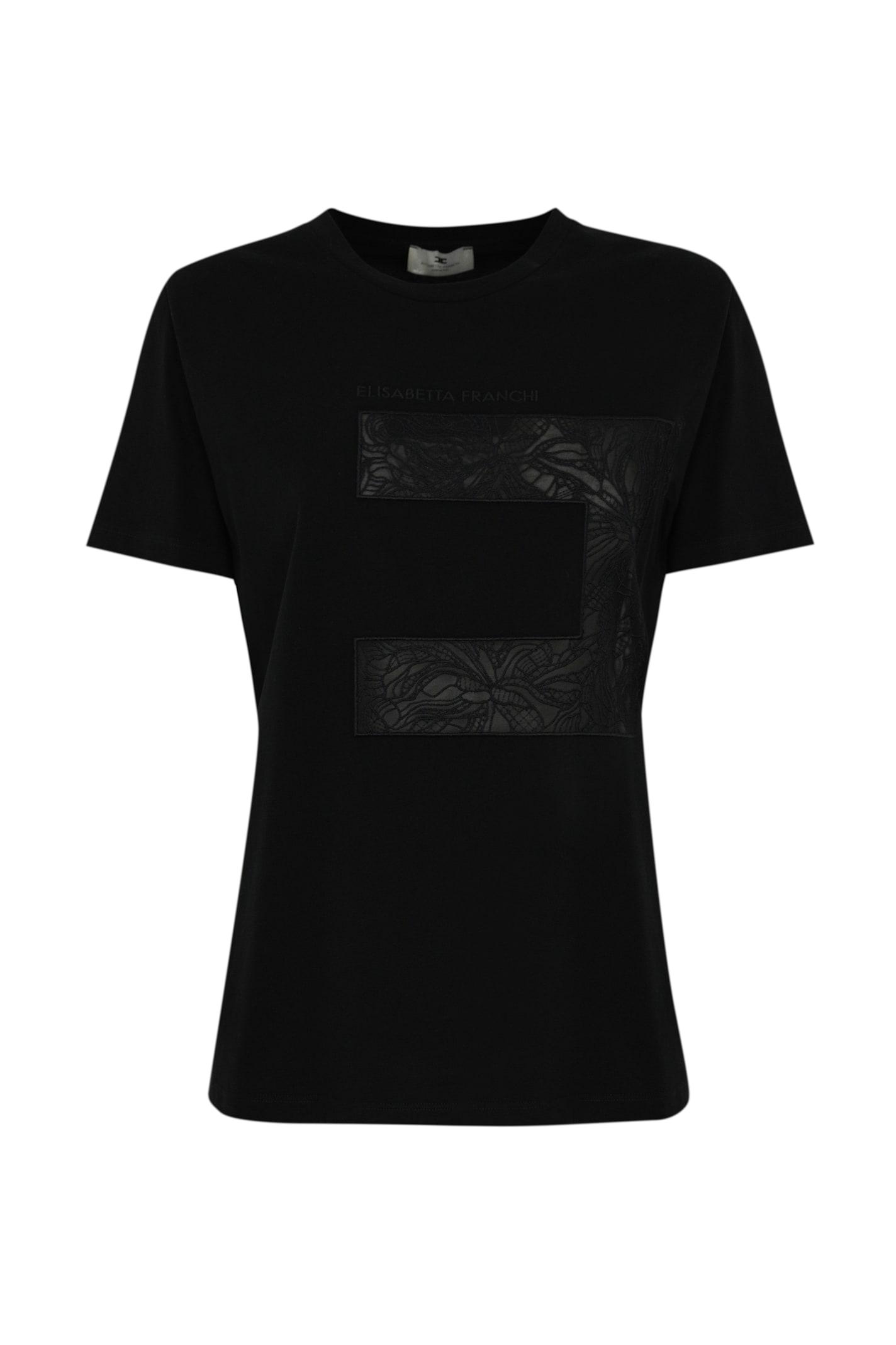 elisabetta franchi jersey t-shirt with macro voile logo