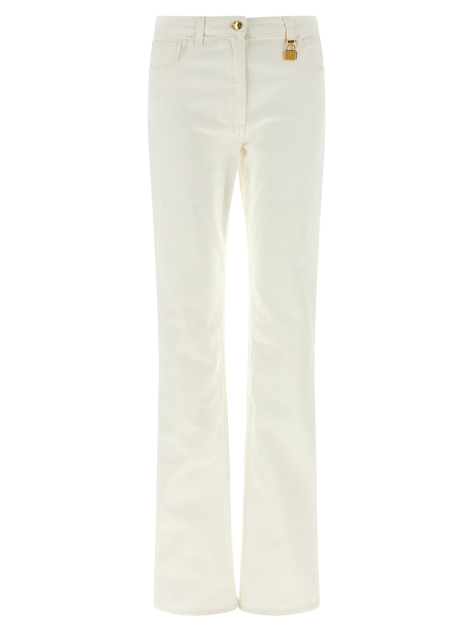 elisabetta franchi jewel padlock jeans white cotton - women