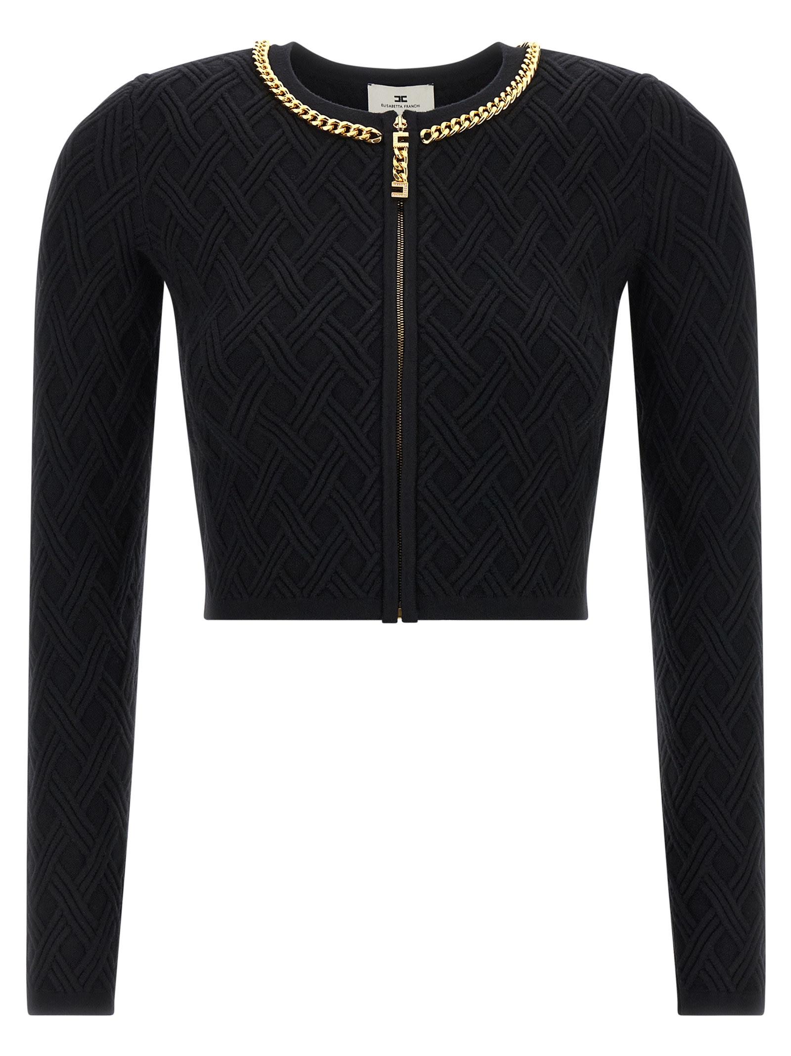 elisabetta franchi jewel zip puller cardigan