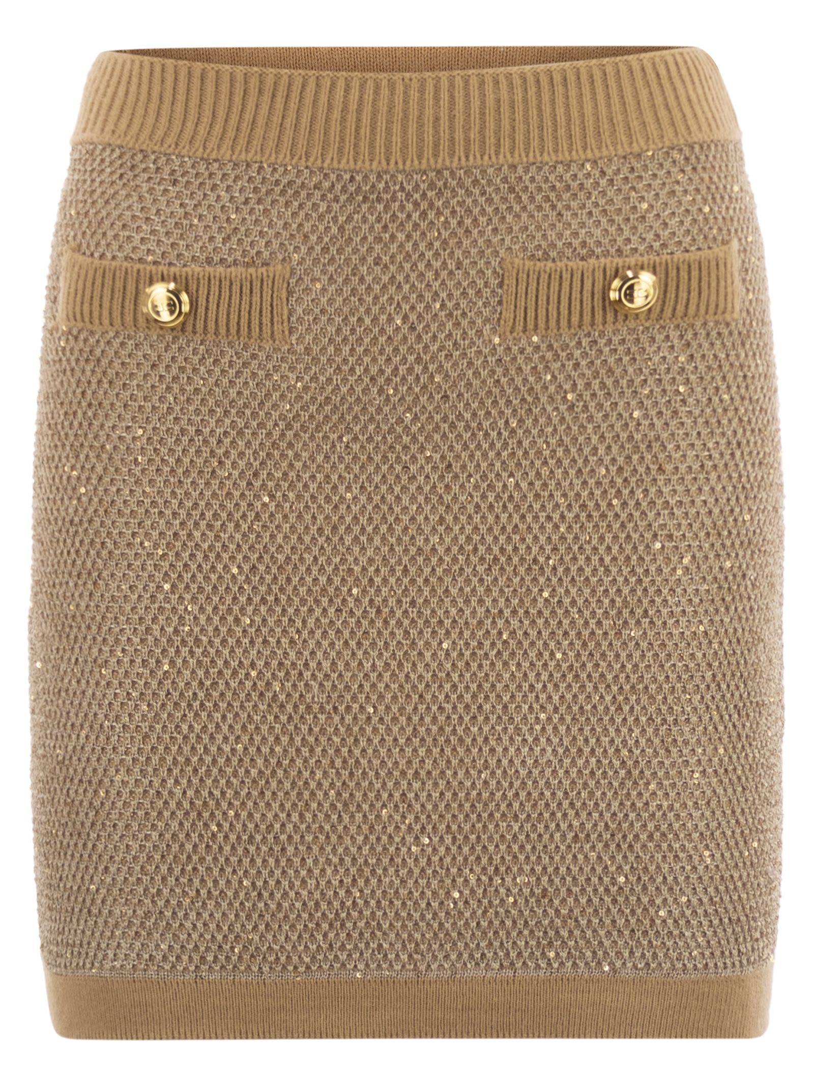 elisabetta franchi knitted skirt with sequins