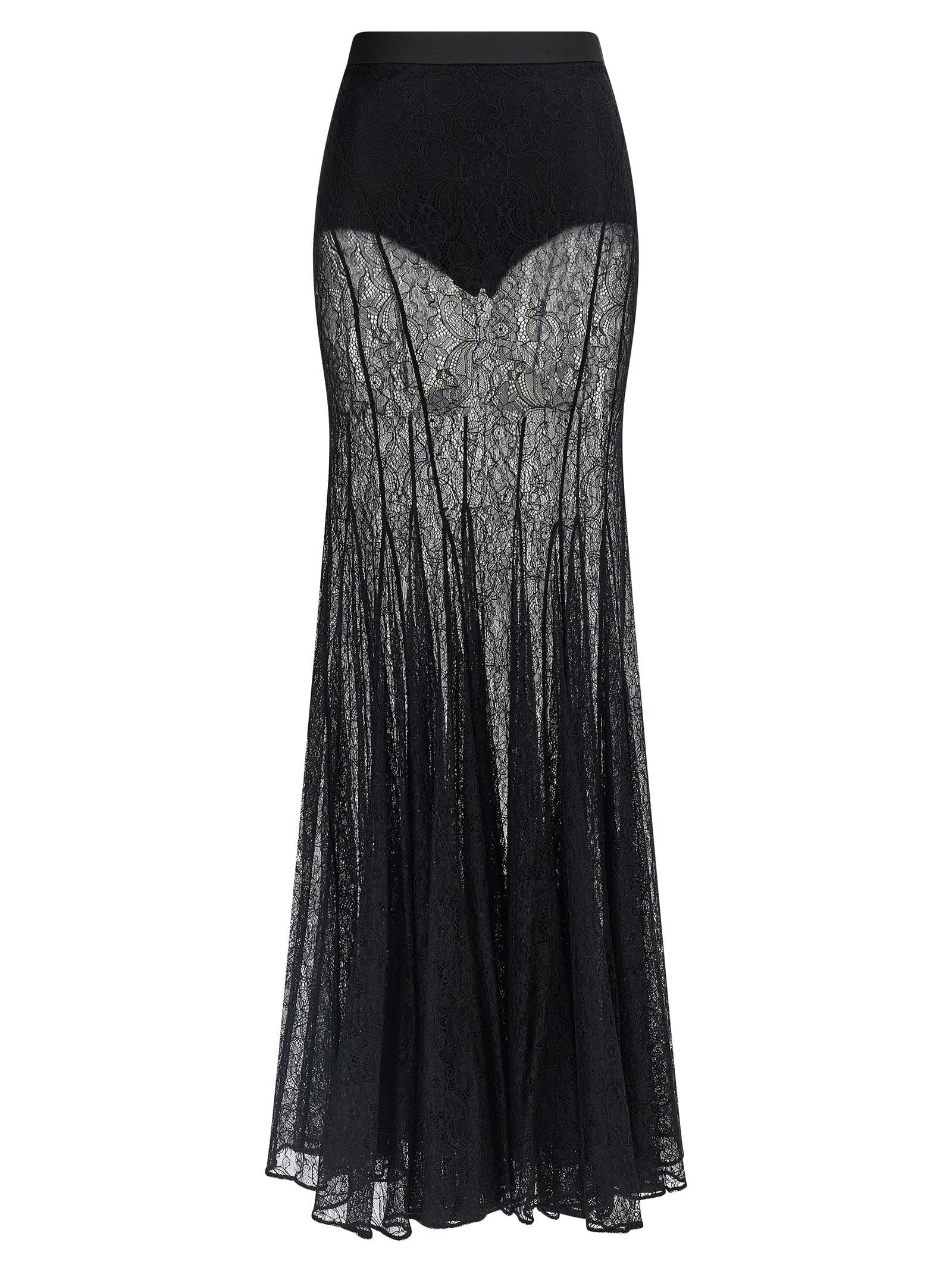 elisabetta franchi lace long skirt