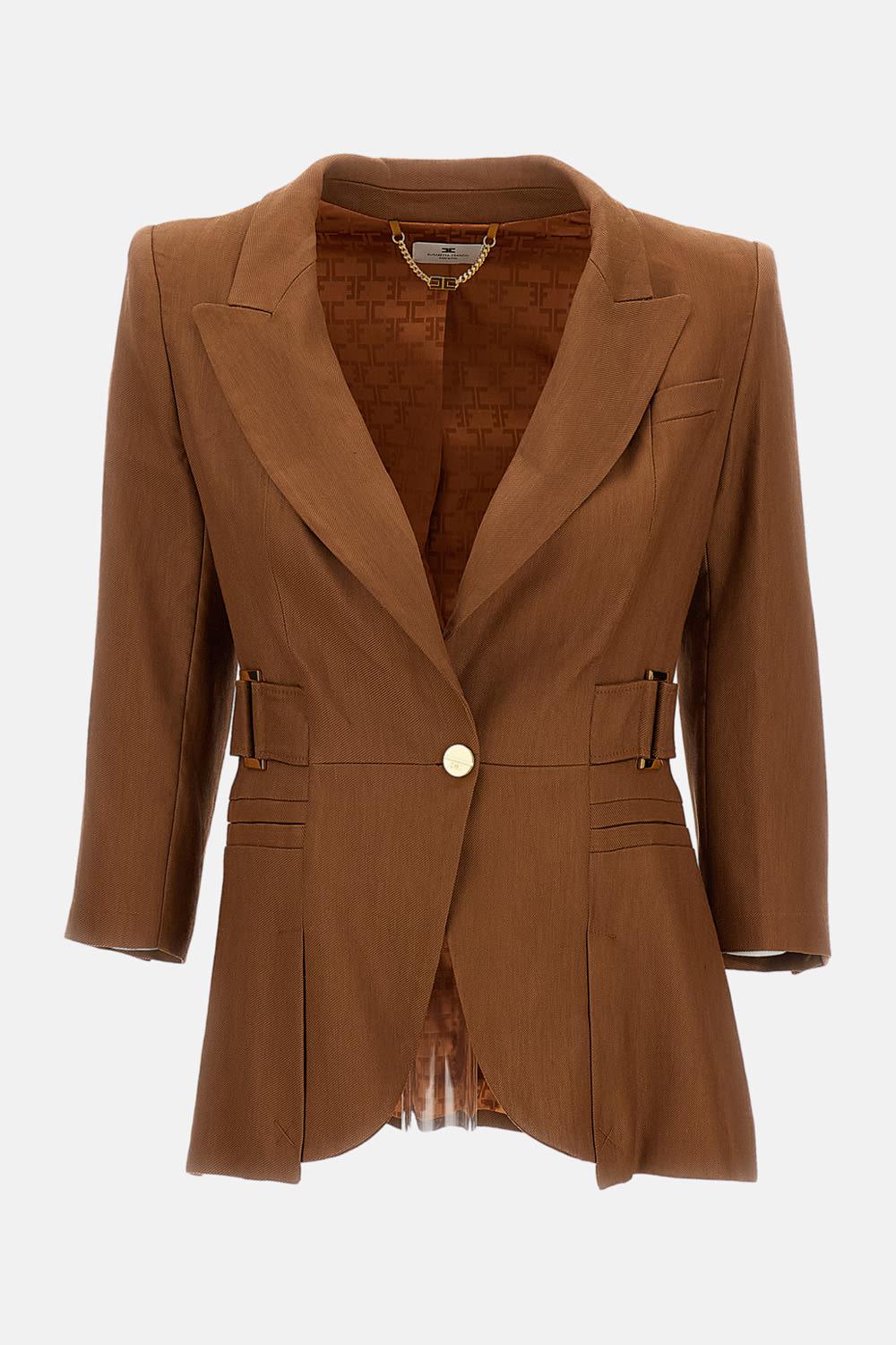 elisabetta franchi linen-blend jacket