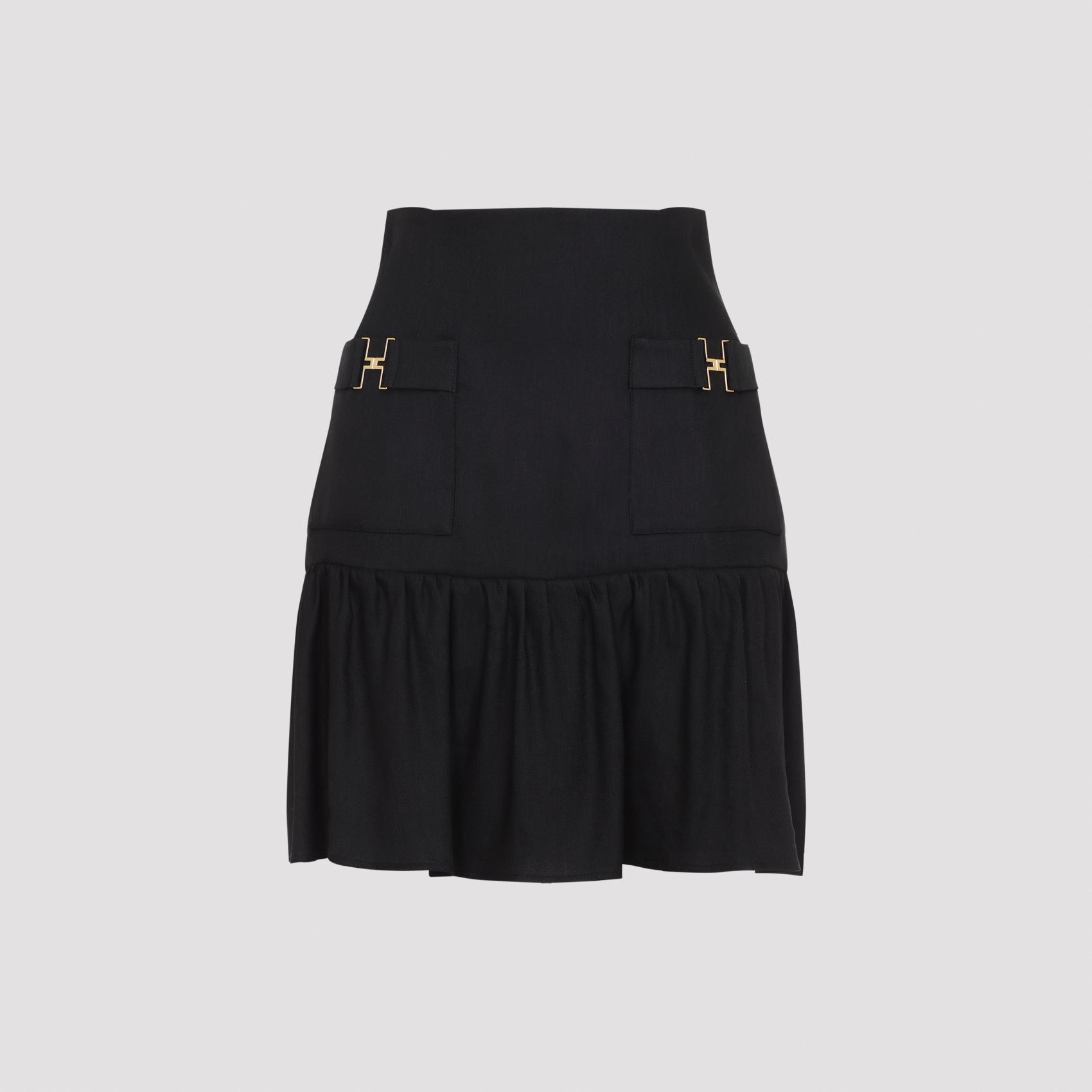 elisabetta franchi linen mini skirt black viscose elastane - women