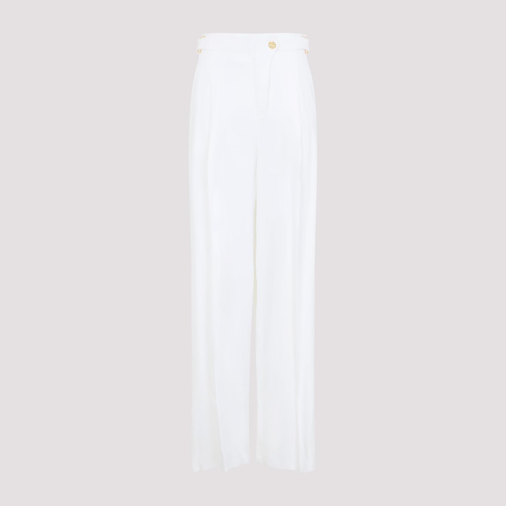 elisabetta franchi linen pants nude & neutrals viscose elastane - women