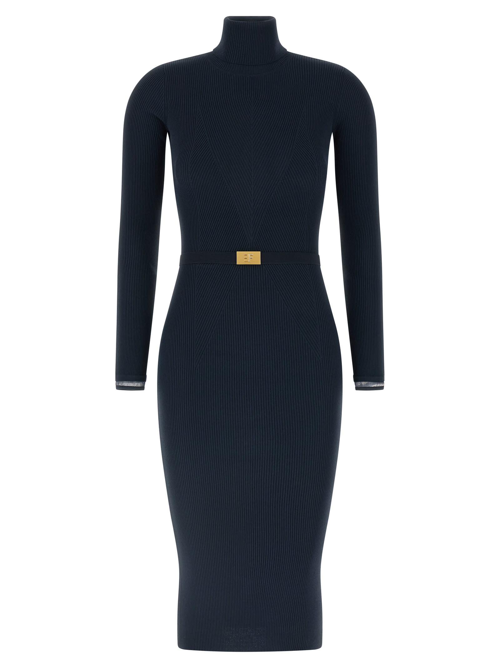 elisabetta franchi logo belt dress