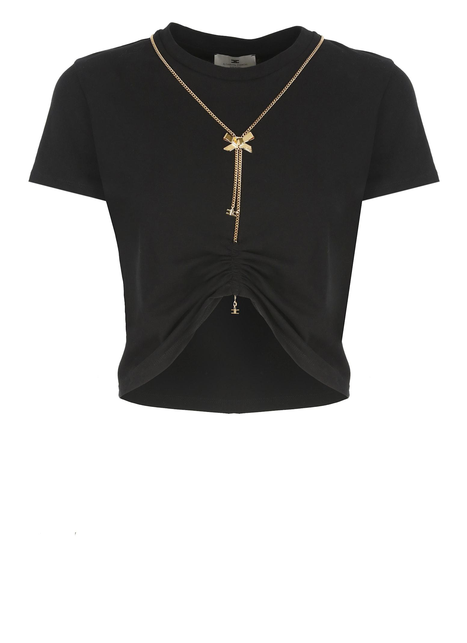elisabetta franchi logo detail cropped t-shirt