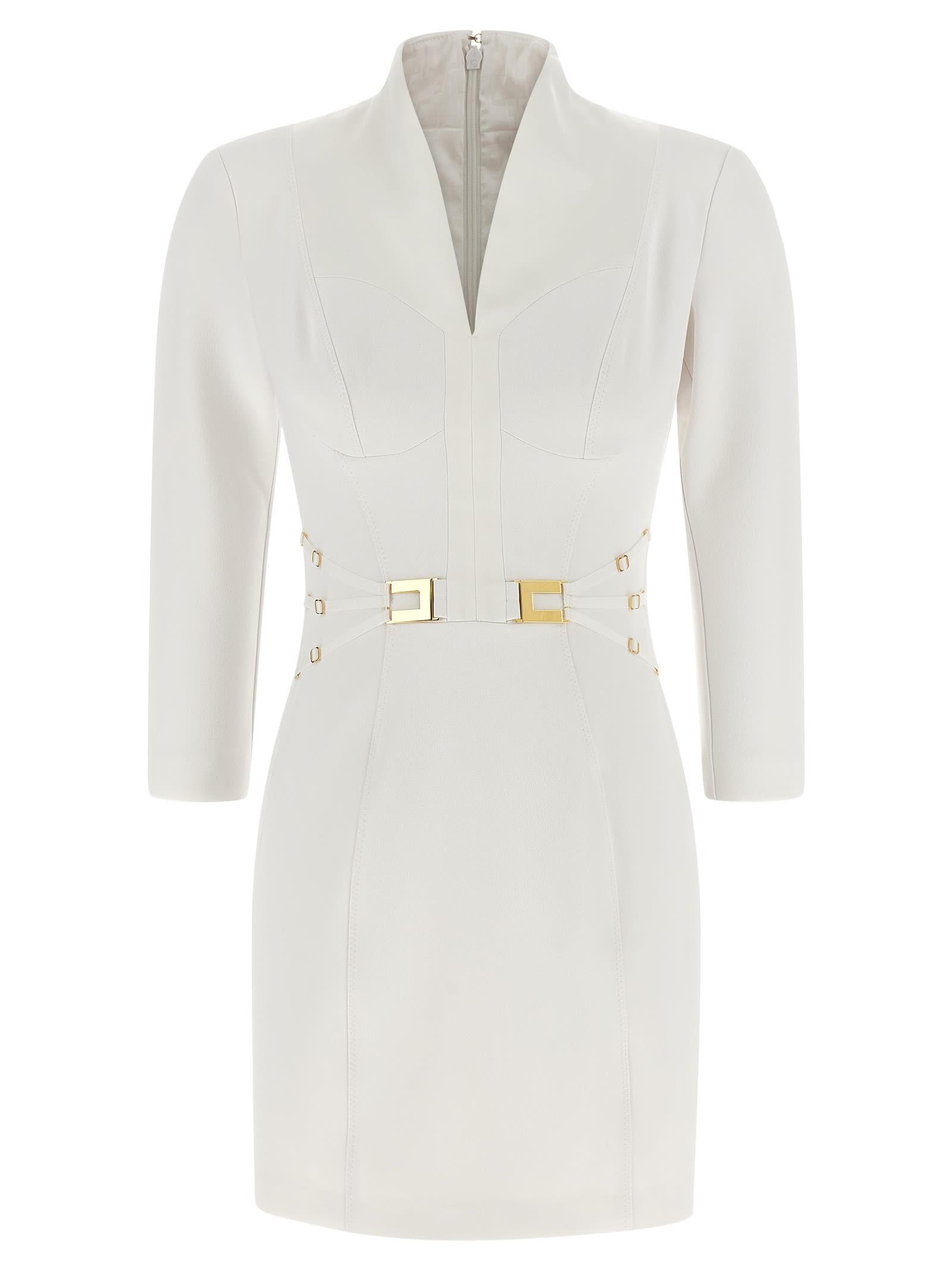 elisabetta franchi logo dress with elastic bands