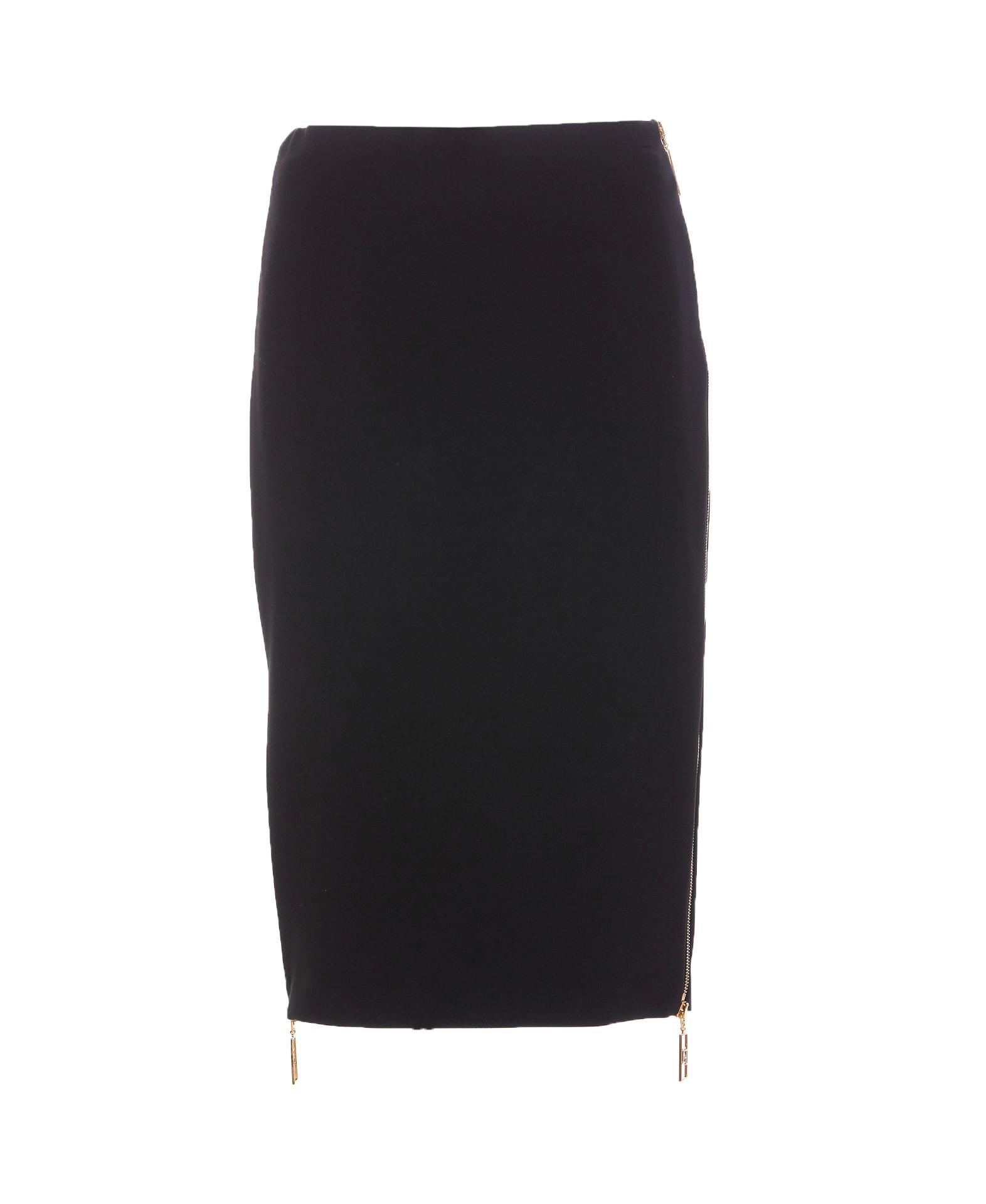 elisabetta franchi logo zip midi skirt