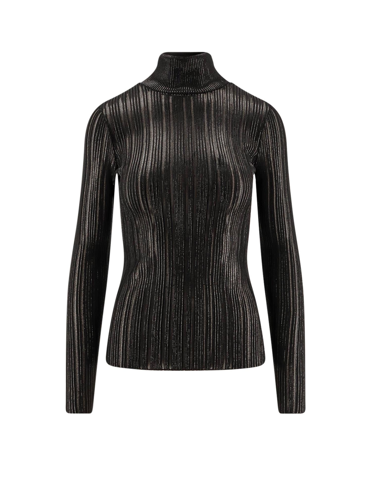 elisabetta franchi metallic fabric turtleneck sweater