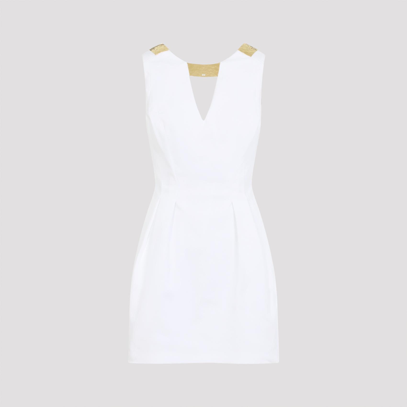 elisabetta franchi mini dress with gold detail white cotton elastane - women