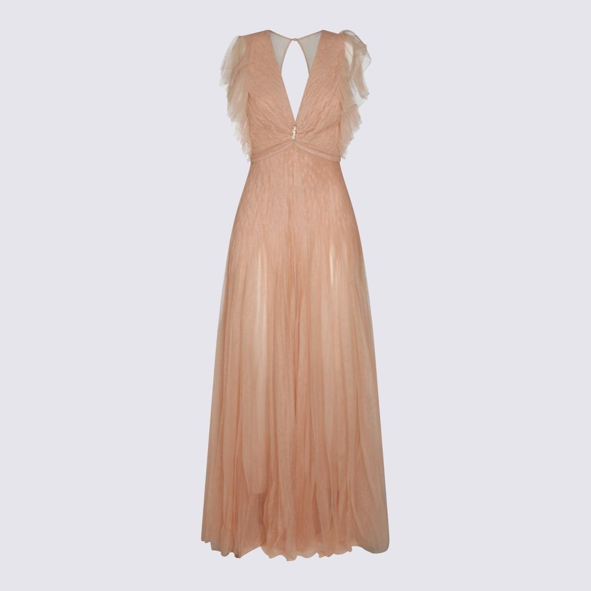 elisabetta franchi nude pink midi dress