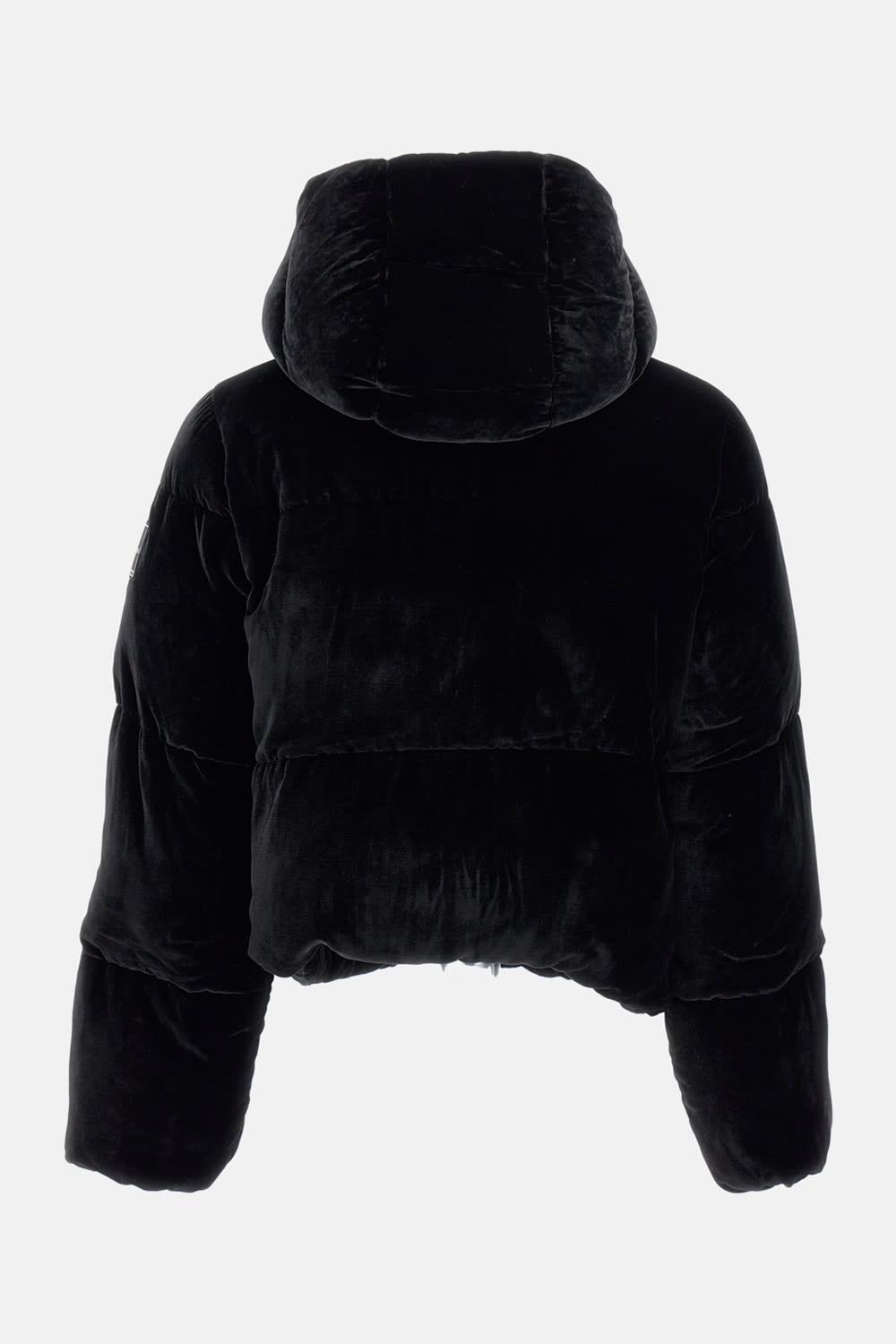 elisabetta franchi padded jacket cropped in black velvet