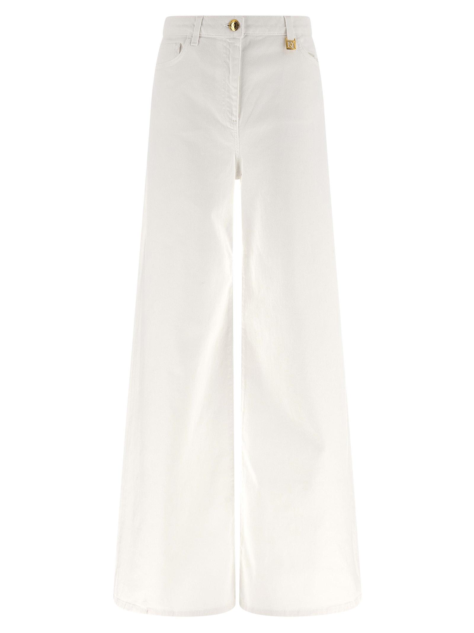 elisabetta franchi palazzo jeans white cotton - women