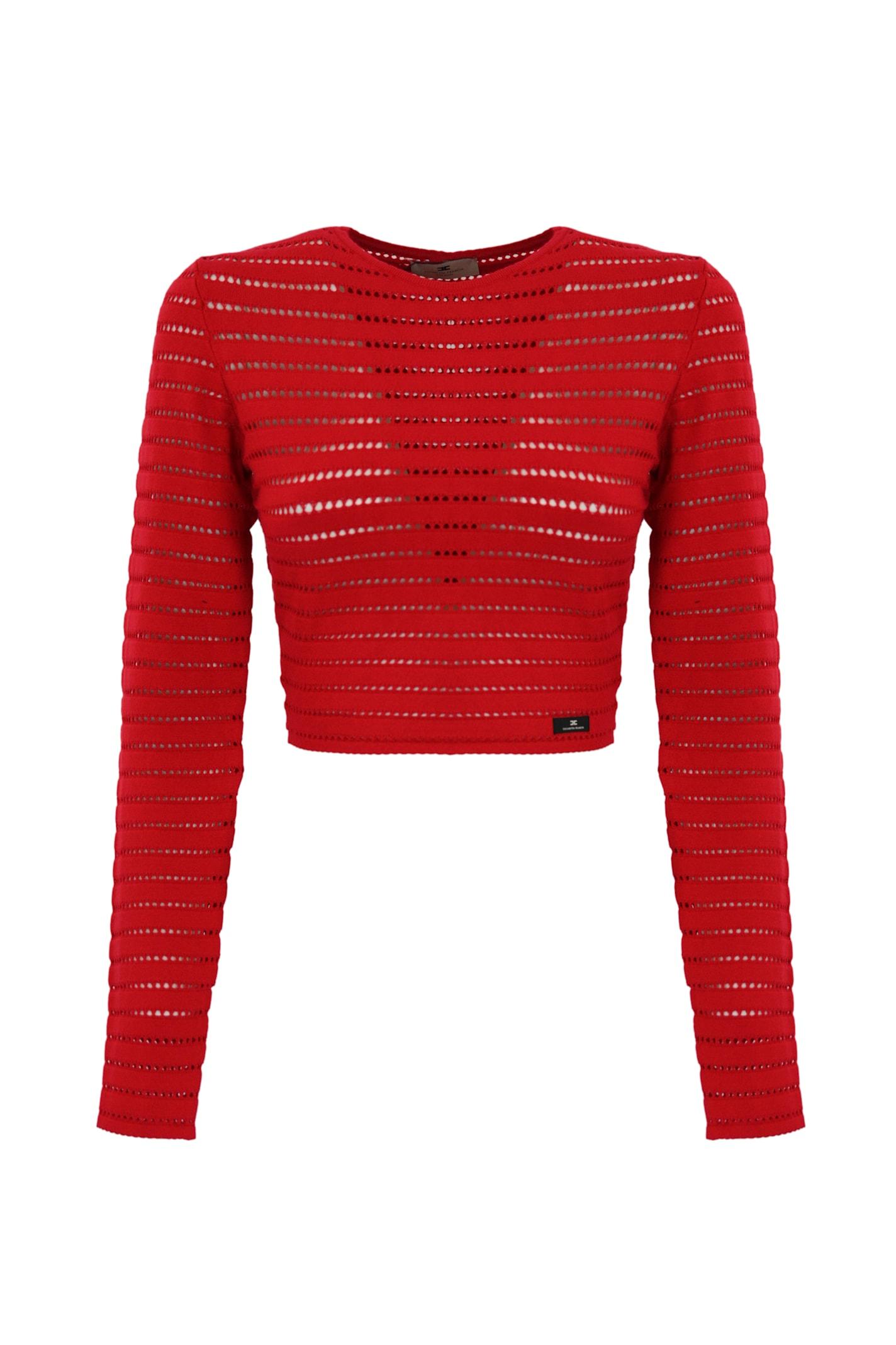elisabetta franchi perforated knit top