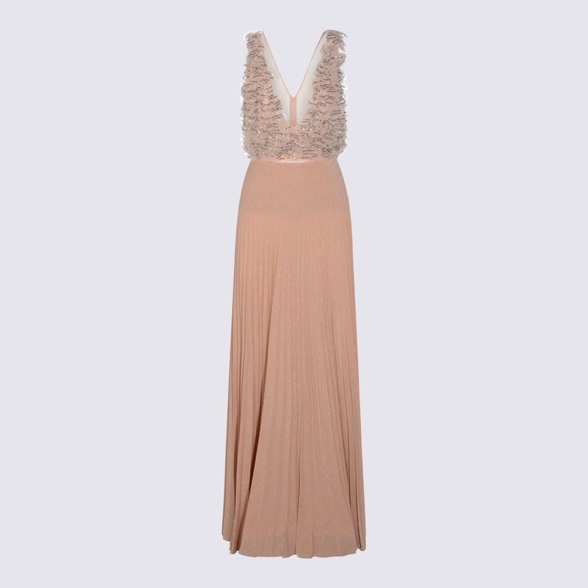 elisabetta franchi pink viscose maxi dress