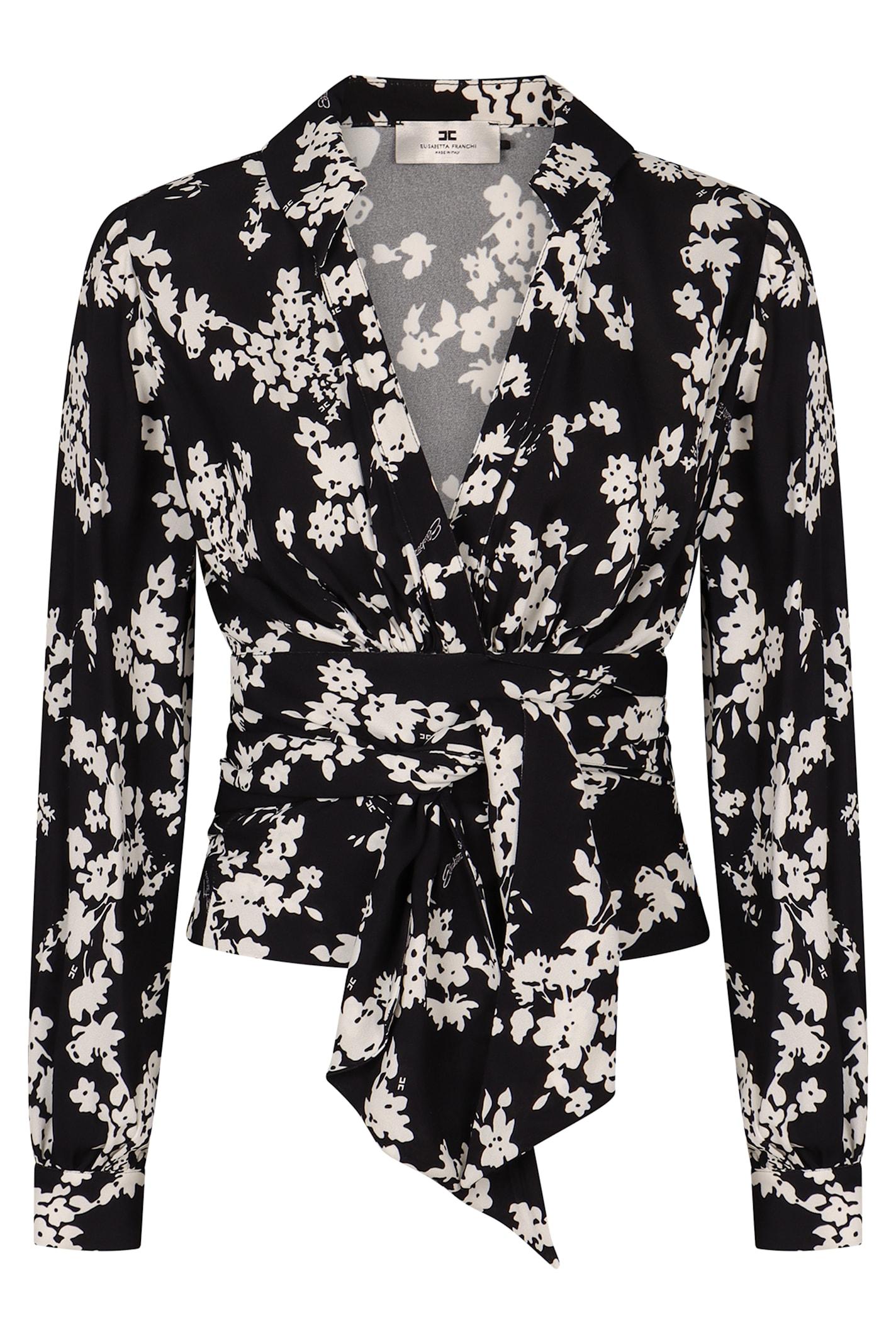 elisabetta franchi printed georgette blouse